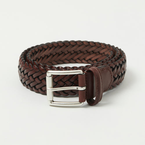 Anderson's Woven Leather 3.5cm Belt - Brown