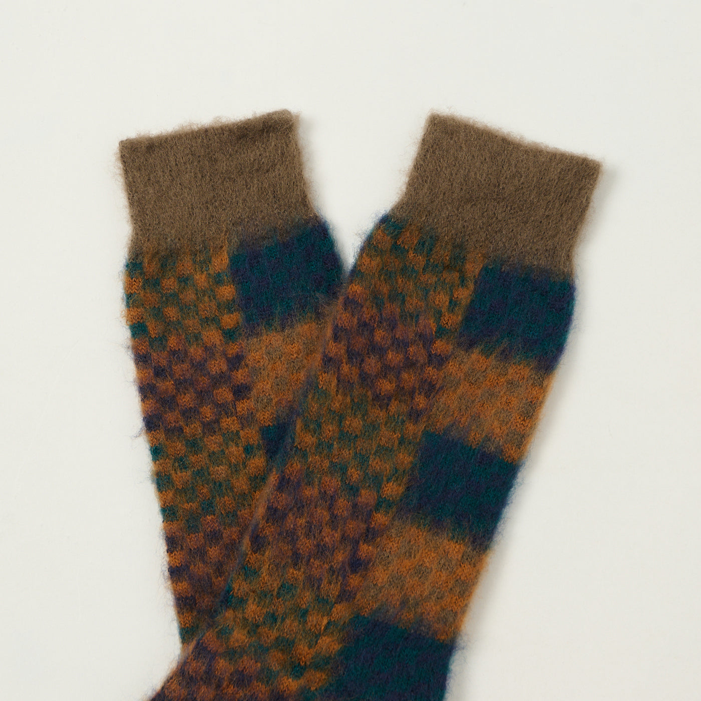 Anonymous Ism Napping Checker Crew Sock - Brown