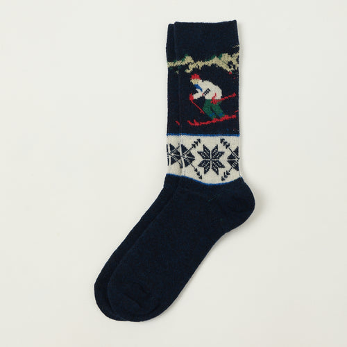 Anonymous Ism Wool Ski Jacquard Crew Sock - Navy