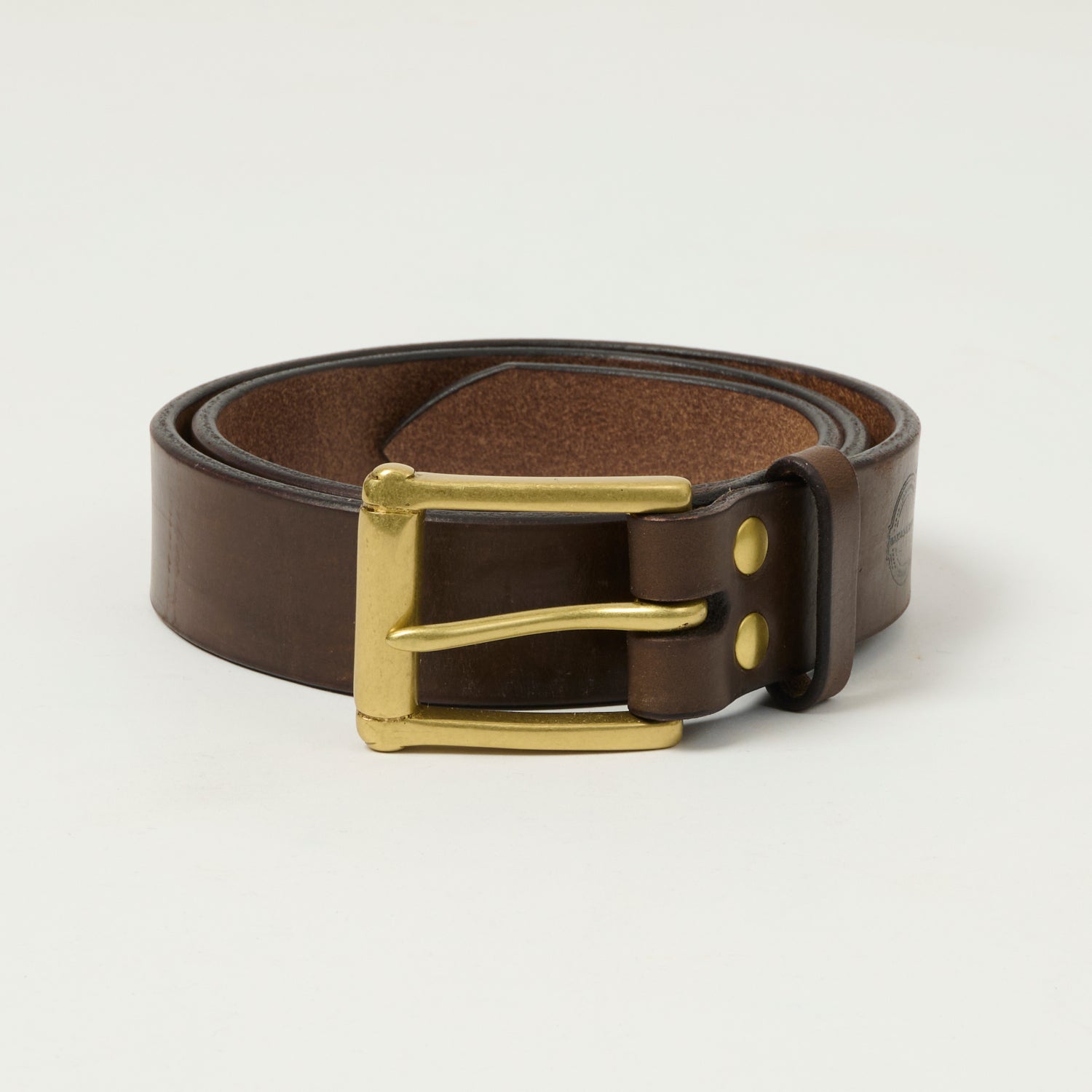 Barnes & Moore 'Garrison' Oak Bark Leather Belt - Conker/Brass