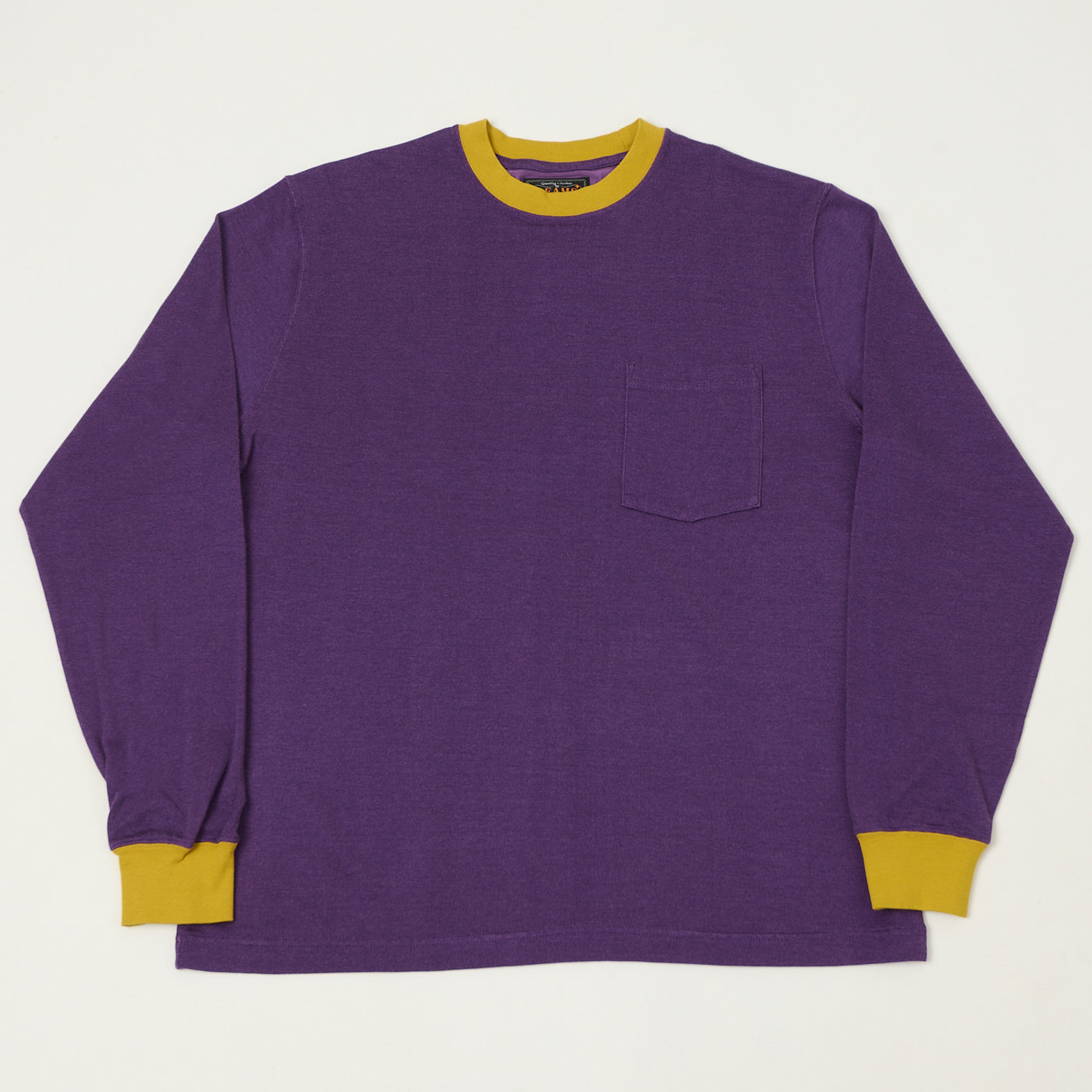 Beams Plus Two Tone Rayon Long Sleeve Pocket T-Shirt - Purple
