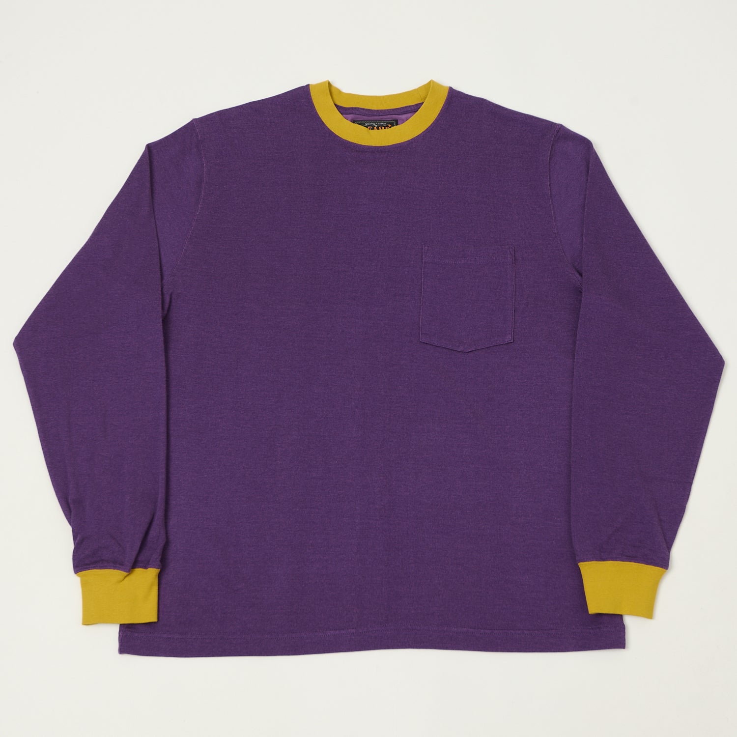 Beams Plus Two Tone Rayon Long Sleeve Pocket T-Shirt - Purple