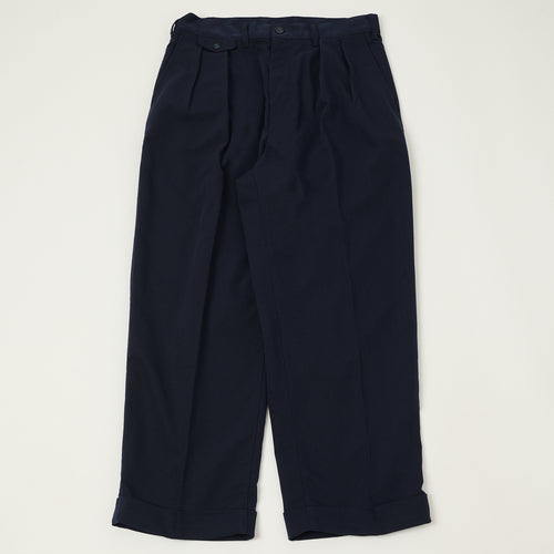 Beams Plus Double Pleat Trousers - Navy