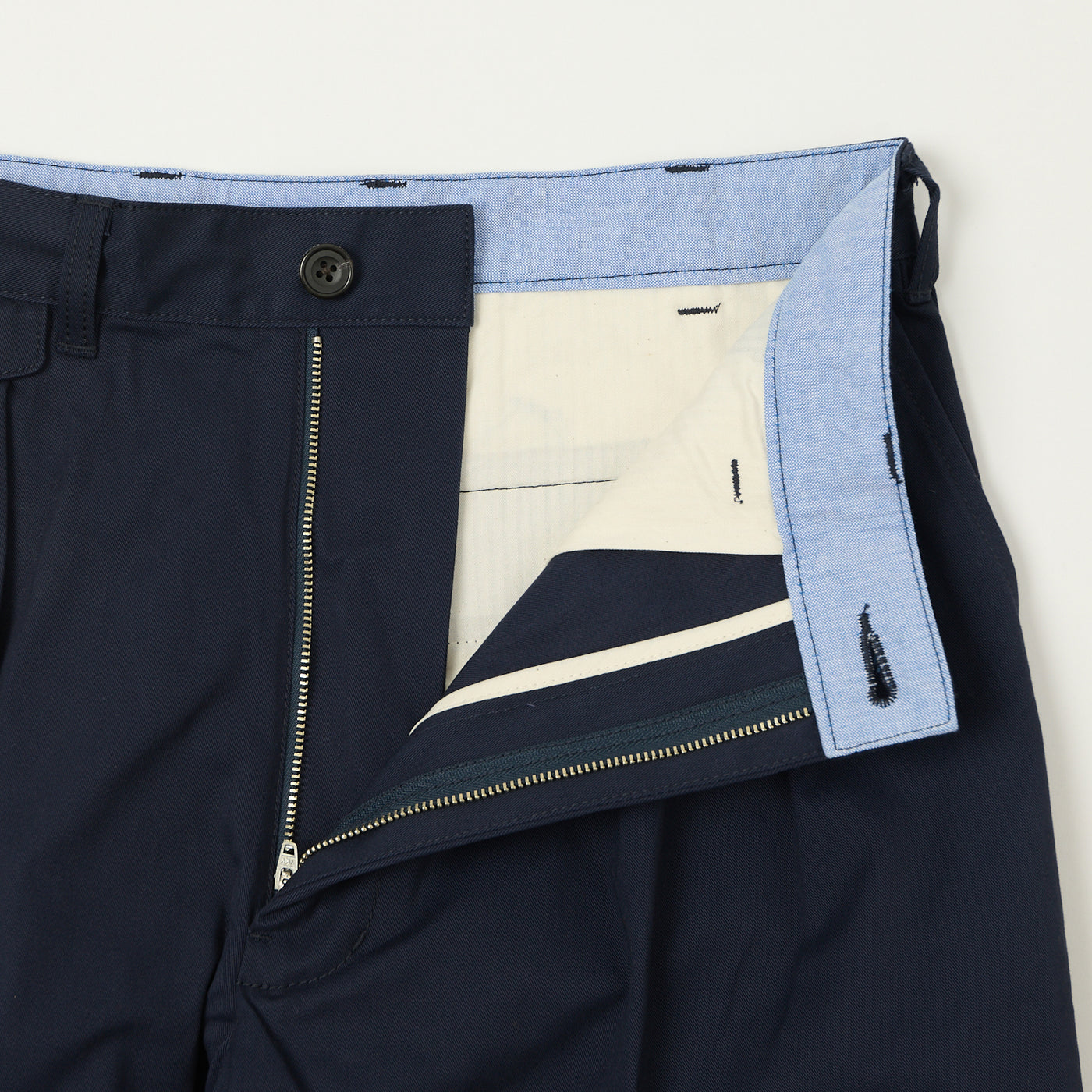 Beams Plus Double Pleat Twill Trousers - Navy