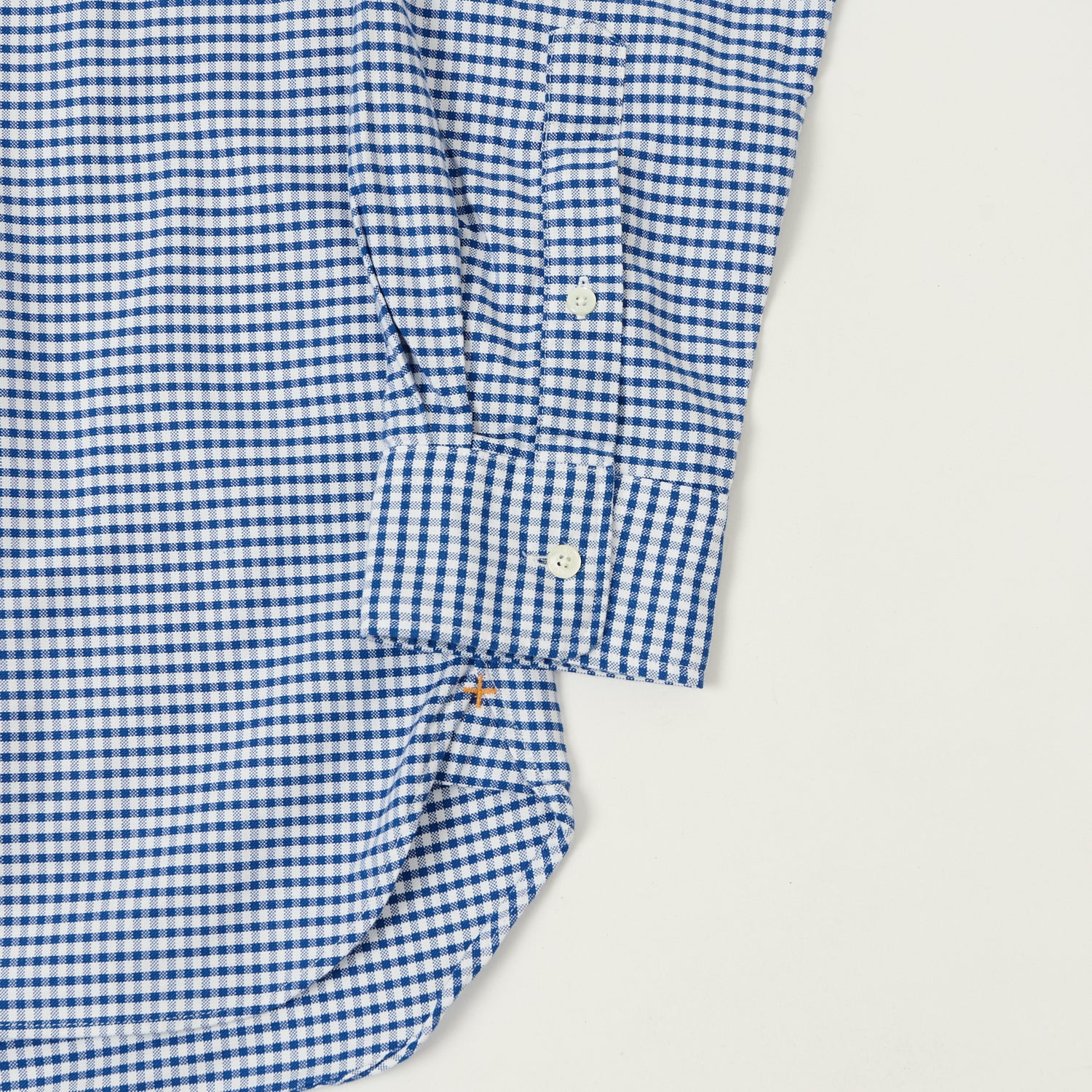 Beams Plus Button Down Gingham Oxford Shirt - Blue