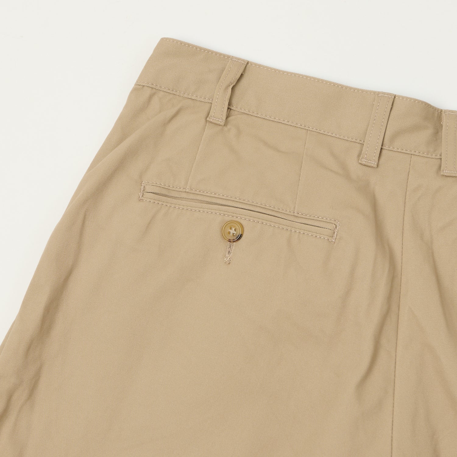 Beams Plus Double Pleat Twill Trousers - Khaki
