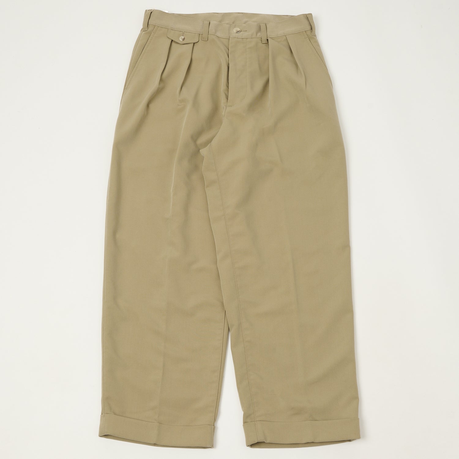 Beams Plus Double Pleat Trousers - Sand