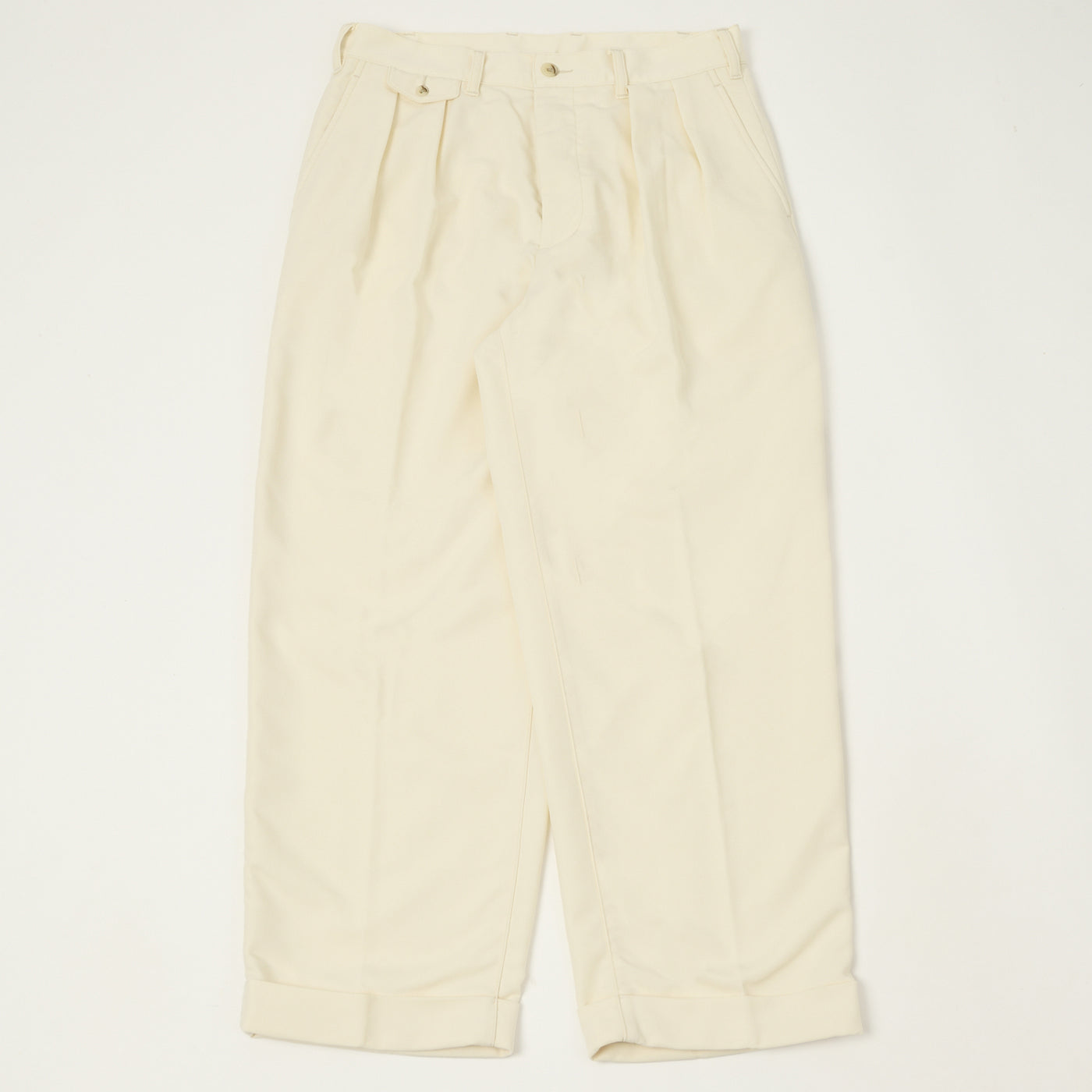 Beams Plus Double Pleat Trousers - Oyster