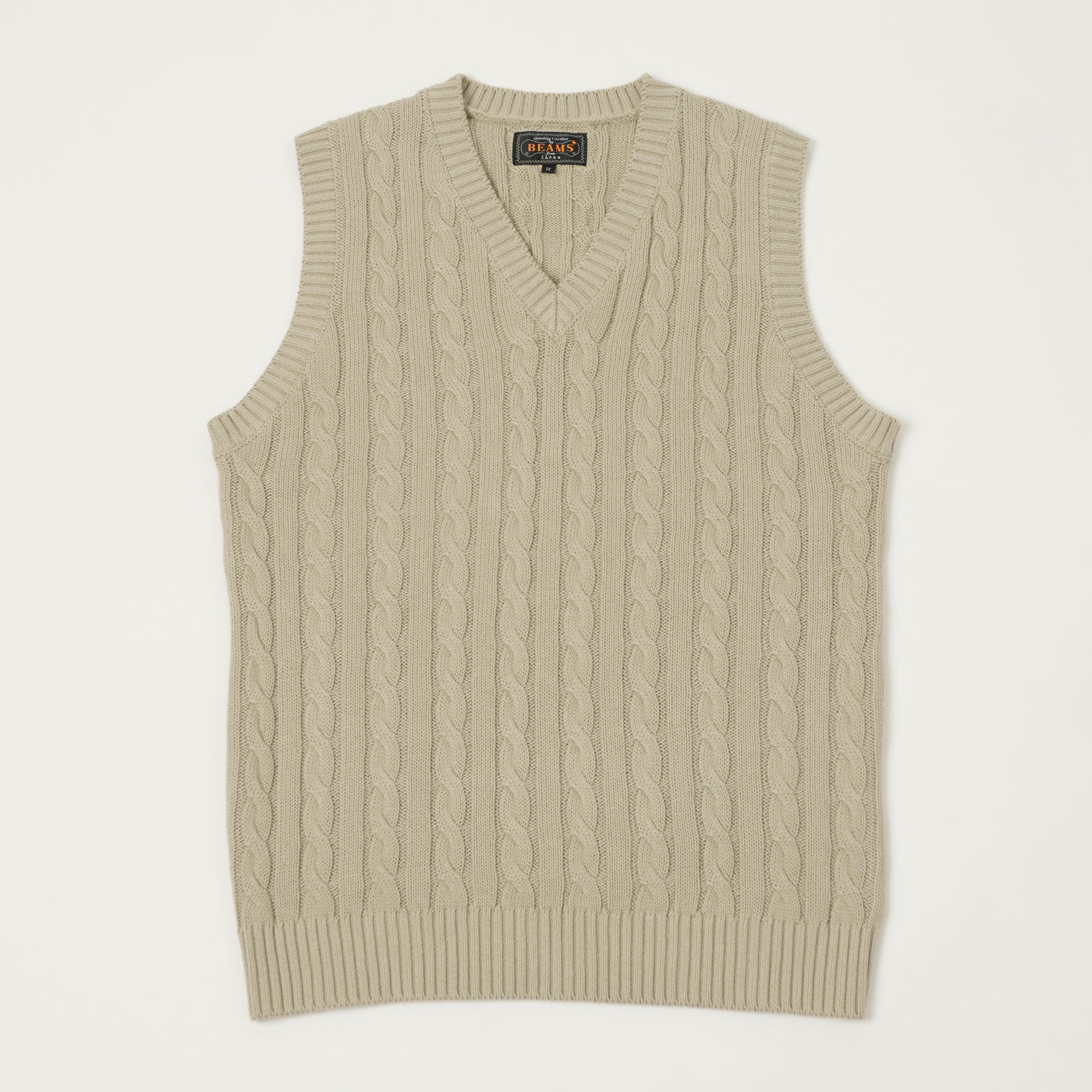 Beams Plus Cable Knit Vest - Grey