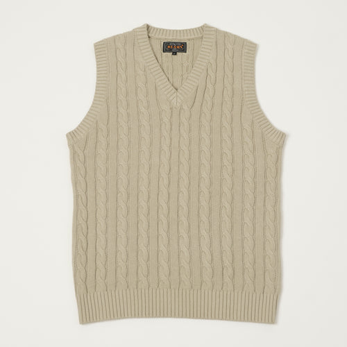 Beams Plus Cable Knit Vest - Grey