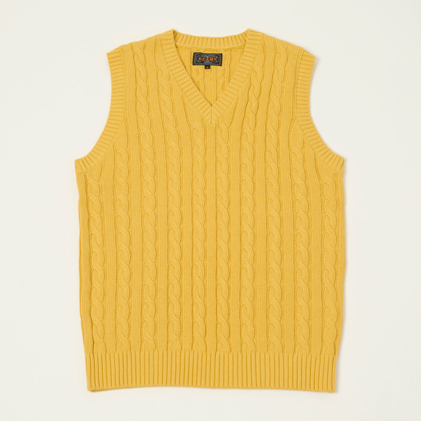 Beams Plus Cable Knit Vest - Yellow
