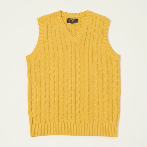 Beams Plus Cable Knit Vest - Yellow