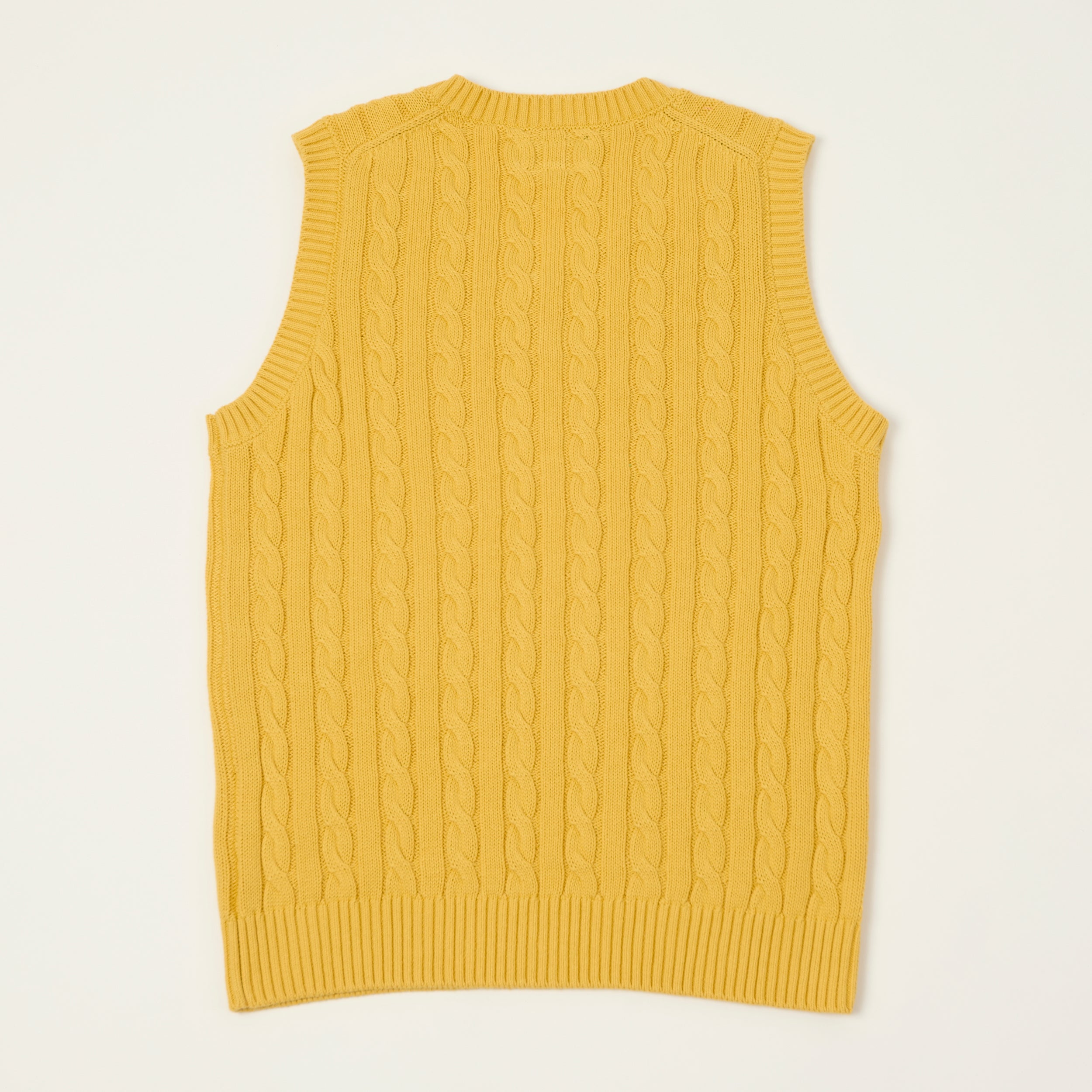 Beams Plus Cable Knit Vest - Yellow