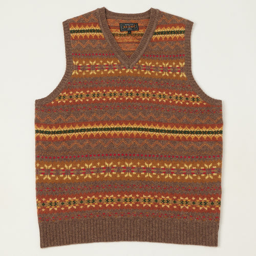Beams Plus Fair Isle Vest - Brown