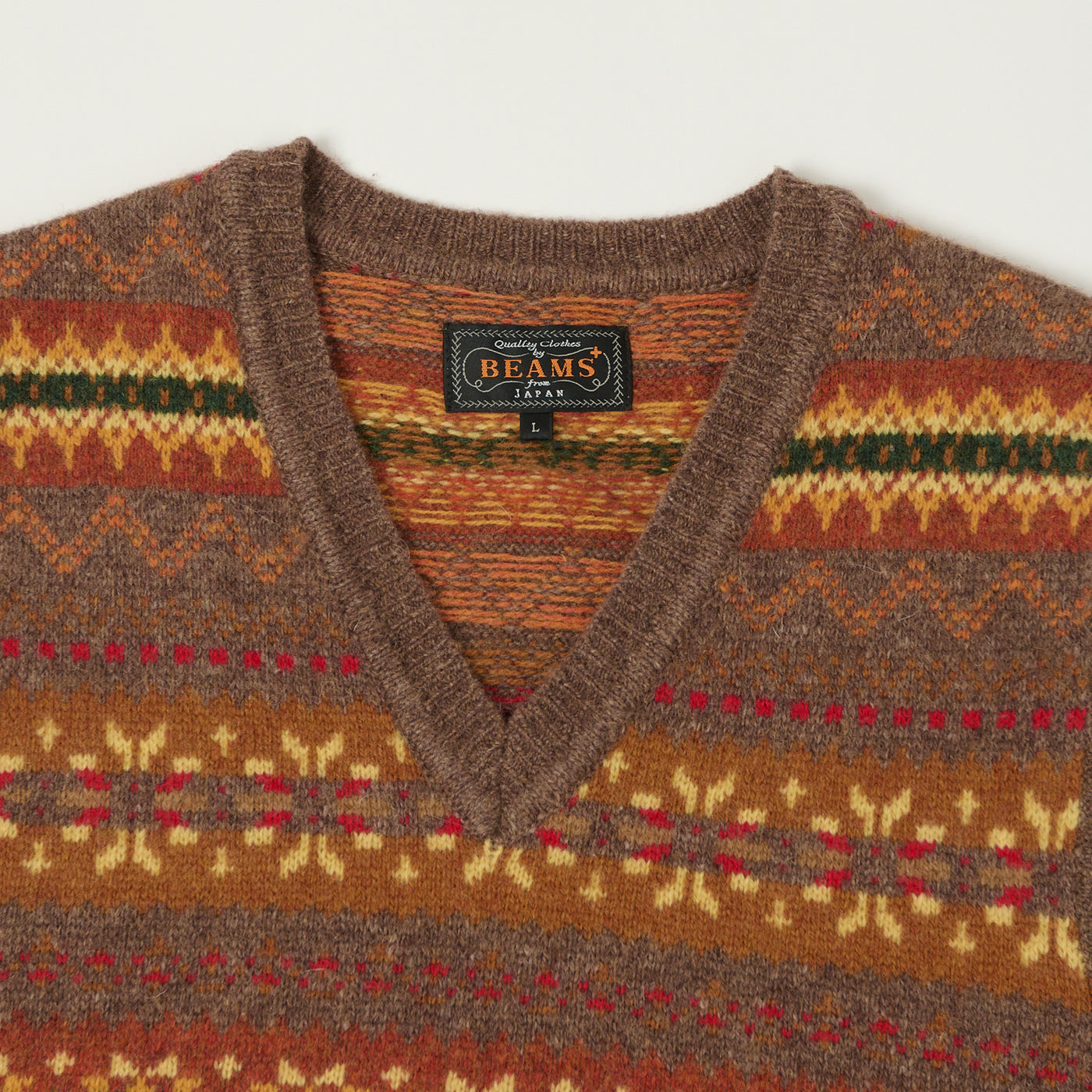 Beams Plus Fair Isle Vest - Brown