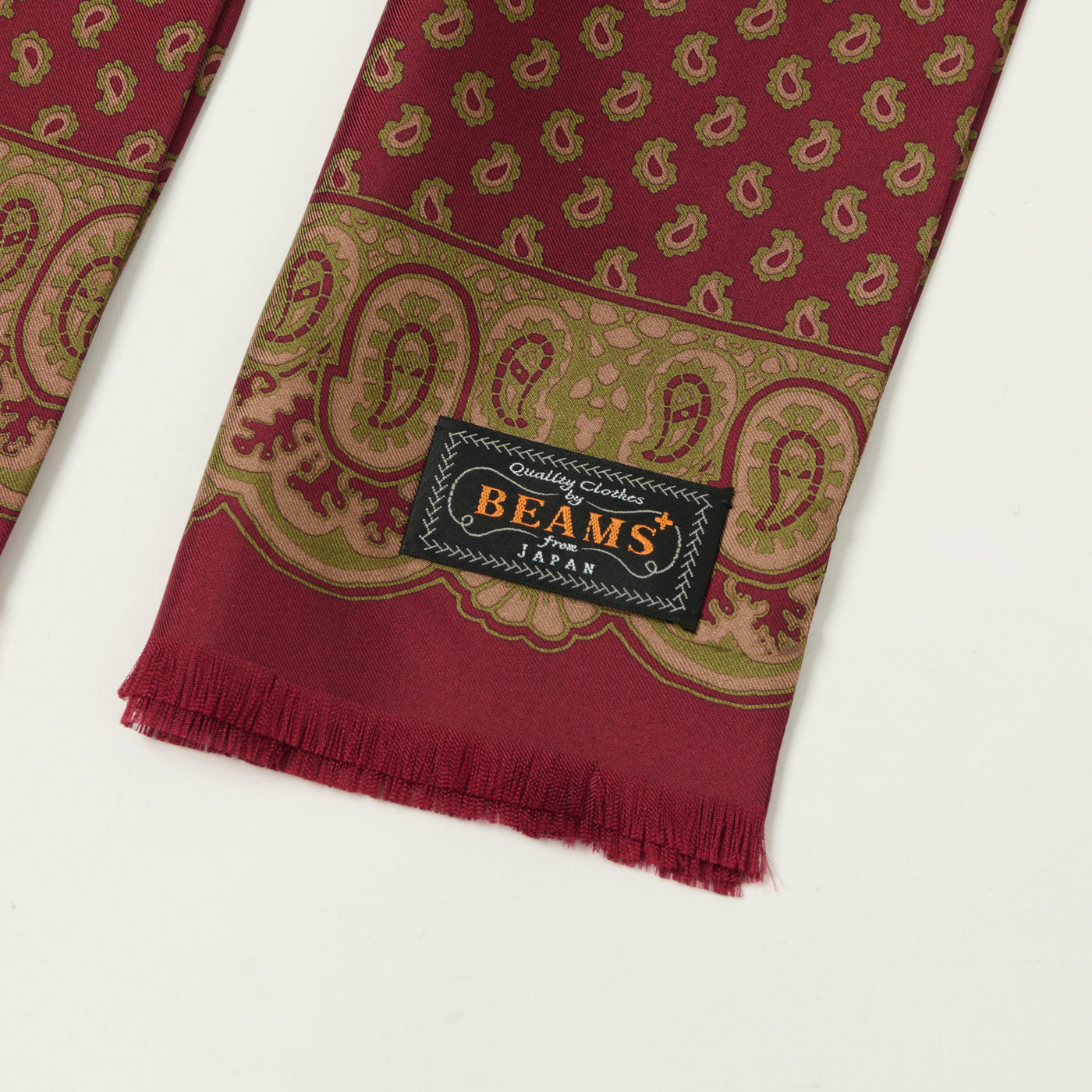 Beams Plus Geometric Print Silk Scarf - Wine