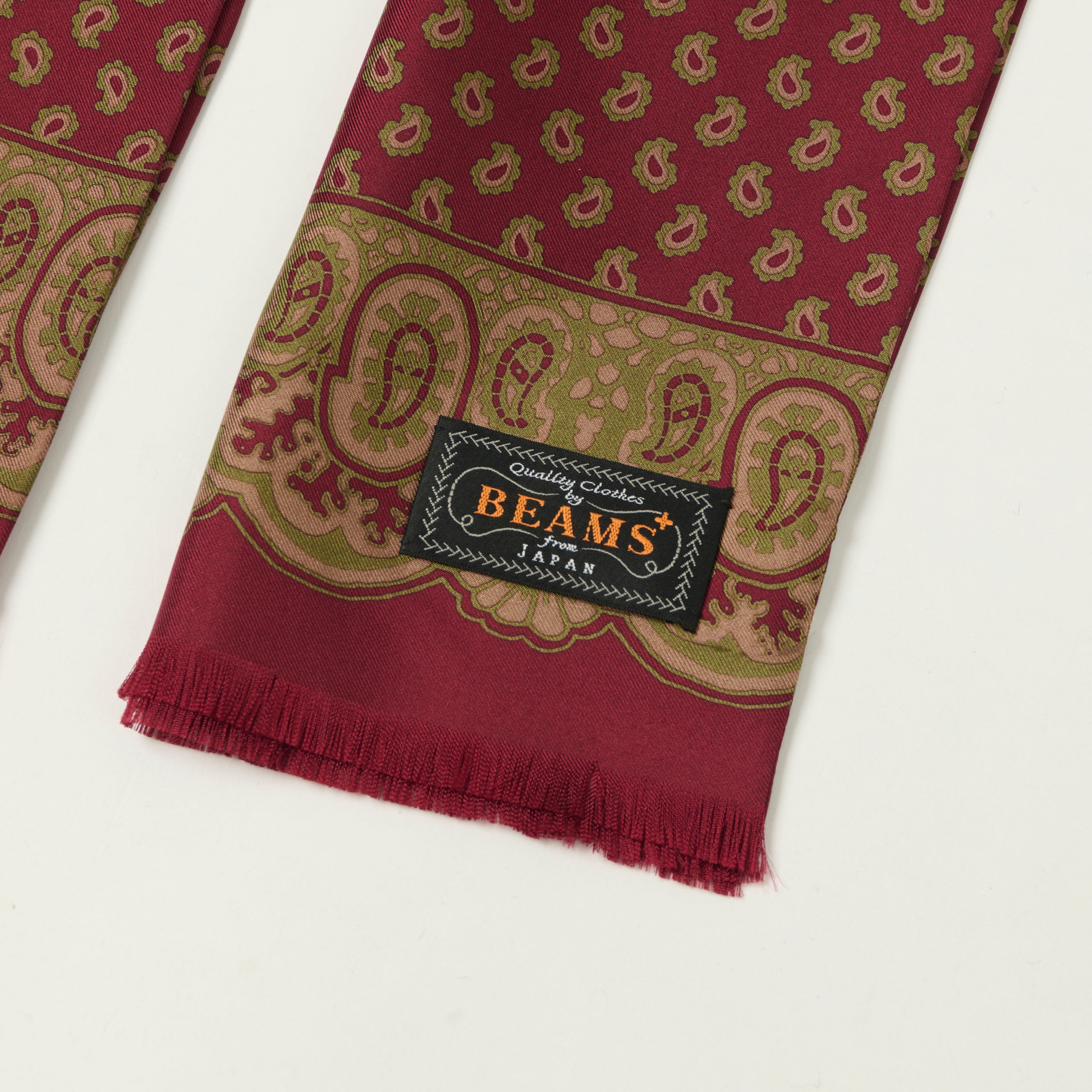 Beams Plus Geometric Print Silk Scarf - Wine
