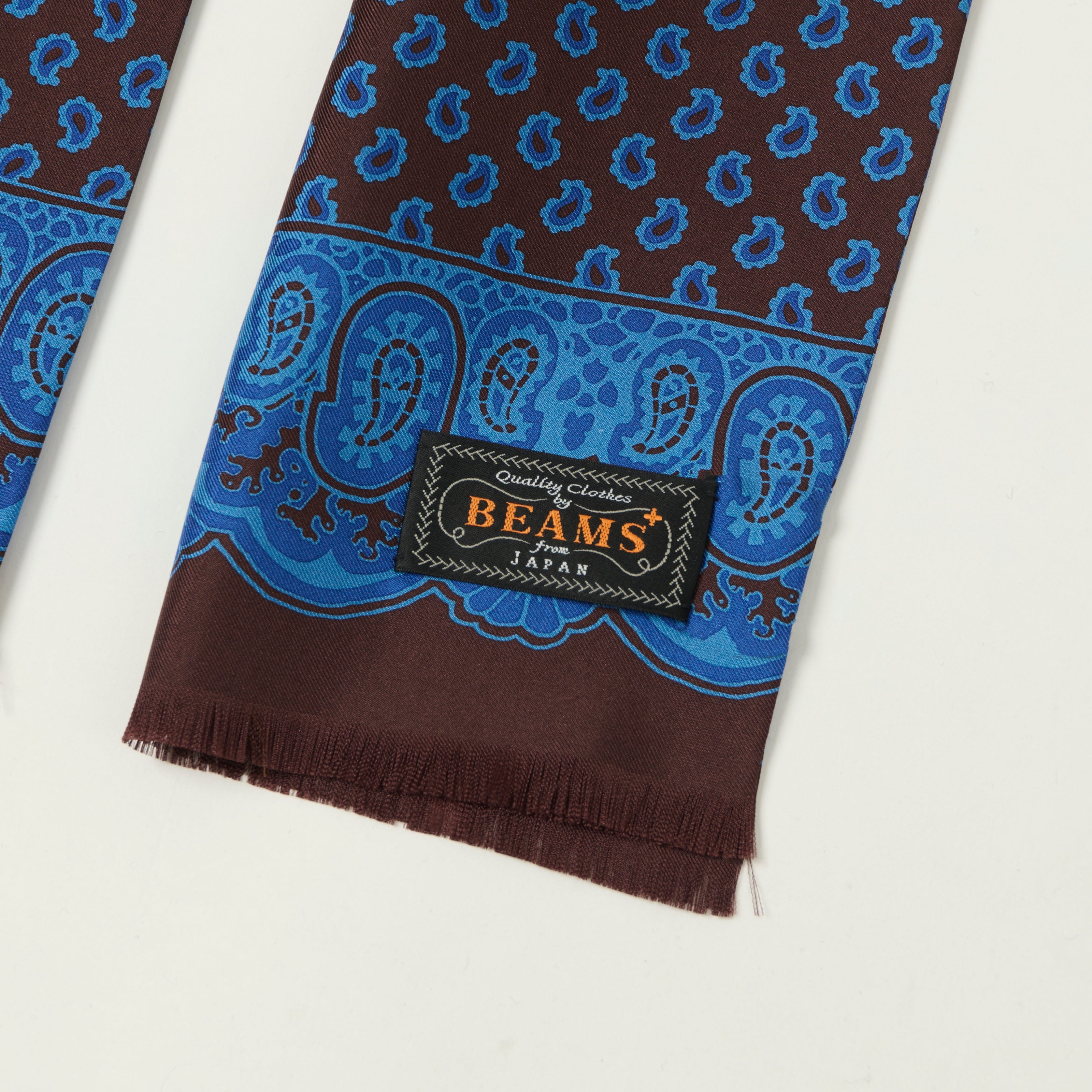 Beams Plus Geometric Print Silk Scarf - Brown