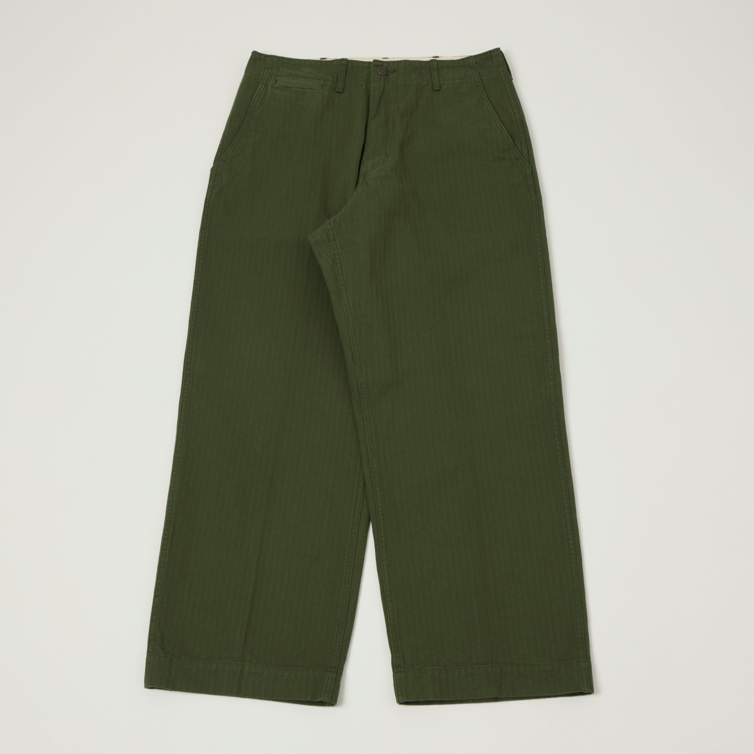 Beams Plus Herringbone Twill Chinos - Olive