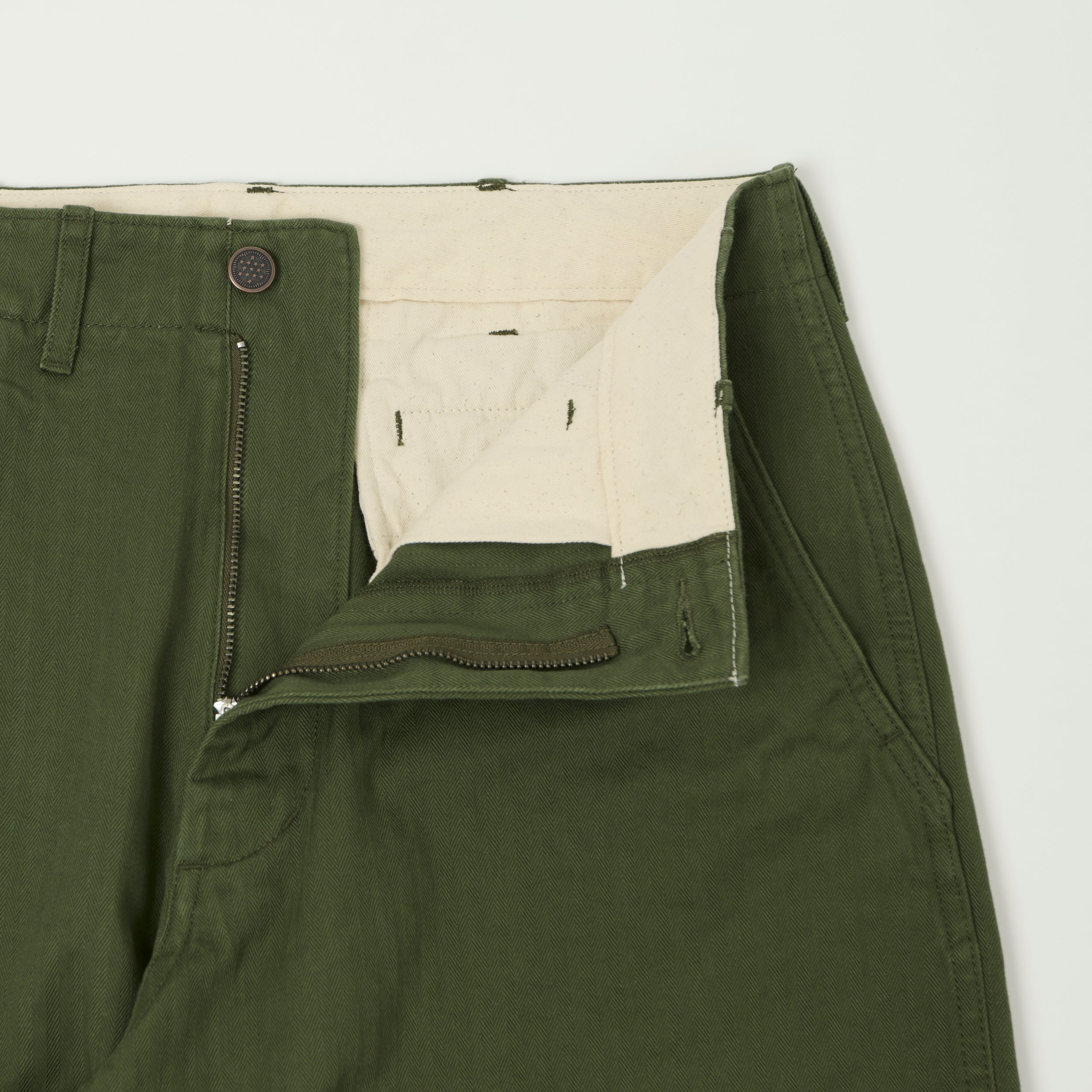 Beams Plus Herringbone Twill Chinos - Olive