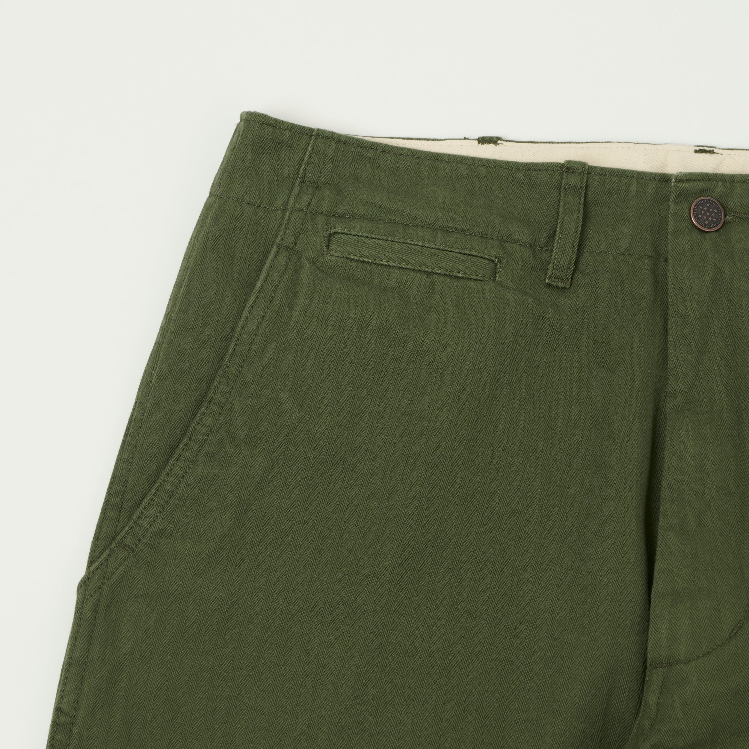 Beams Plus Herringbone Twill Chinos - Olive