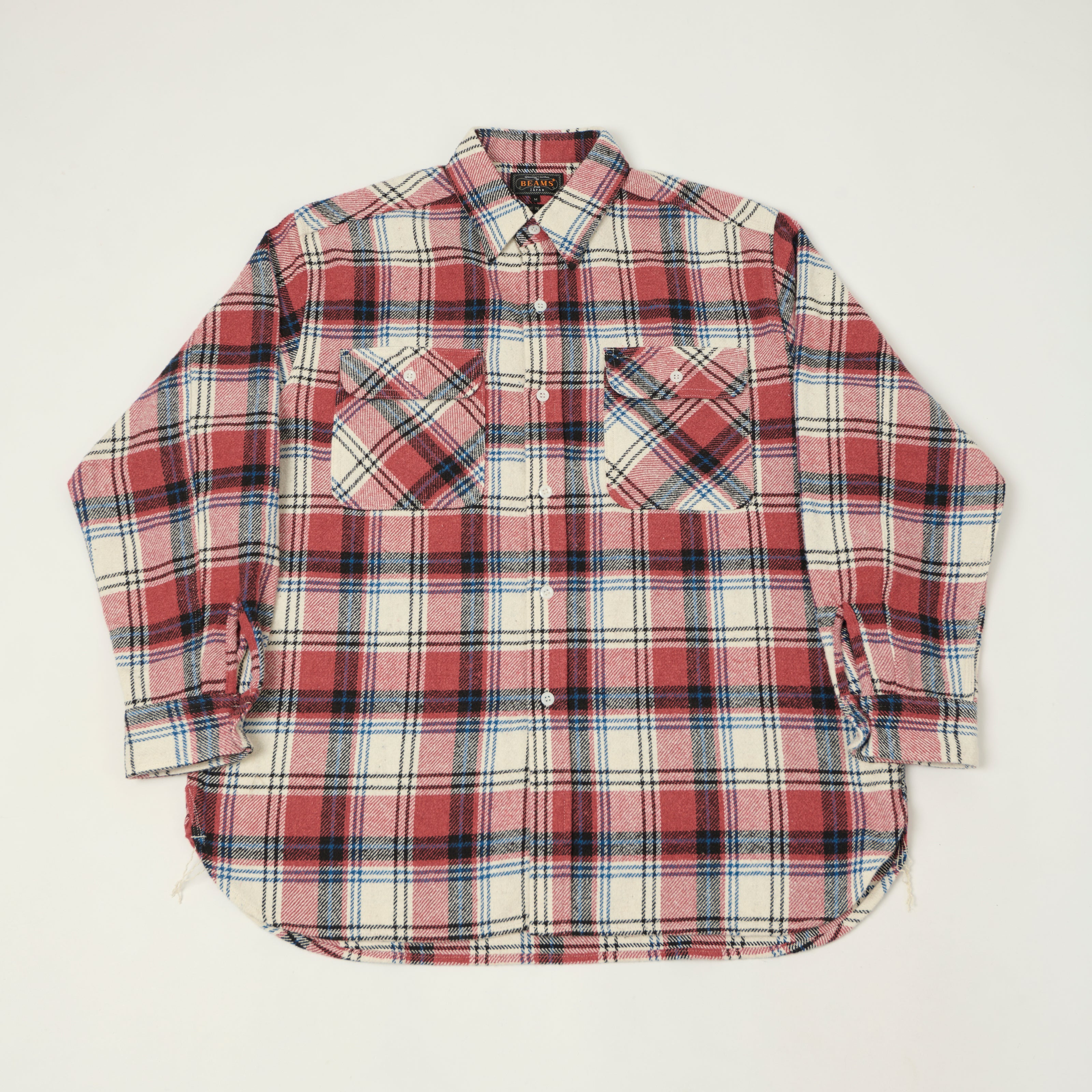 Beams Plus 'Jazz Nep' Plaid Flannel Shirt - Pink