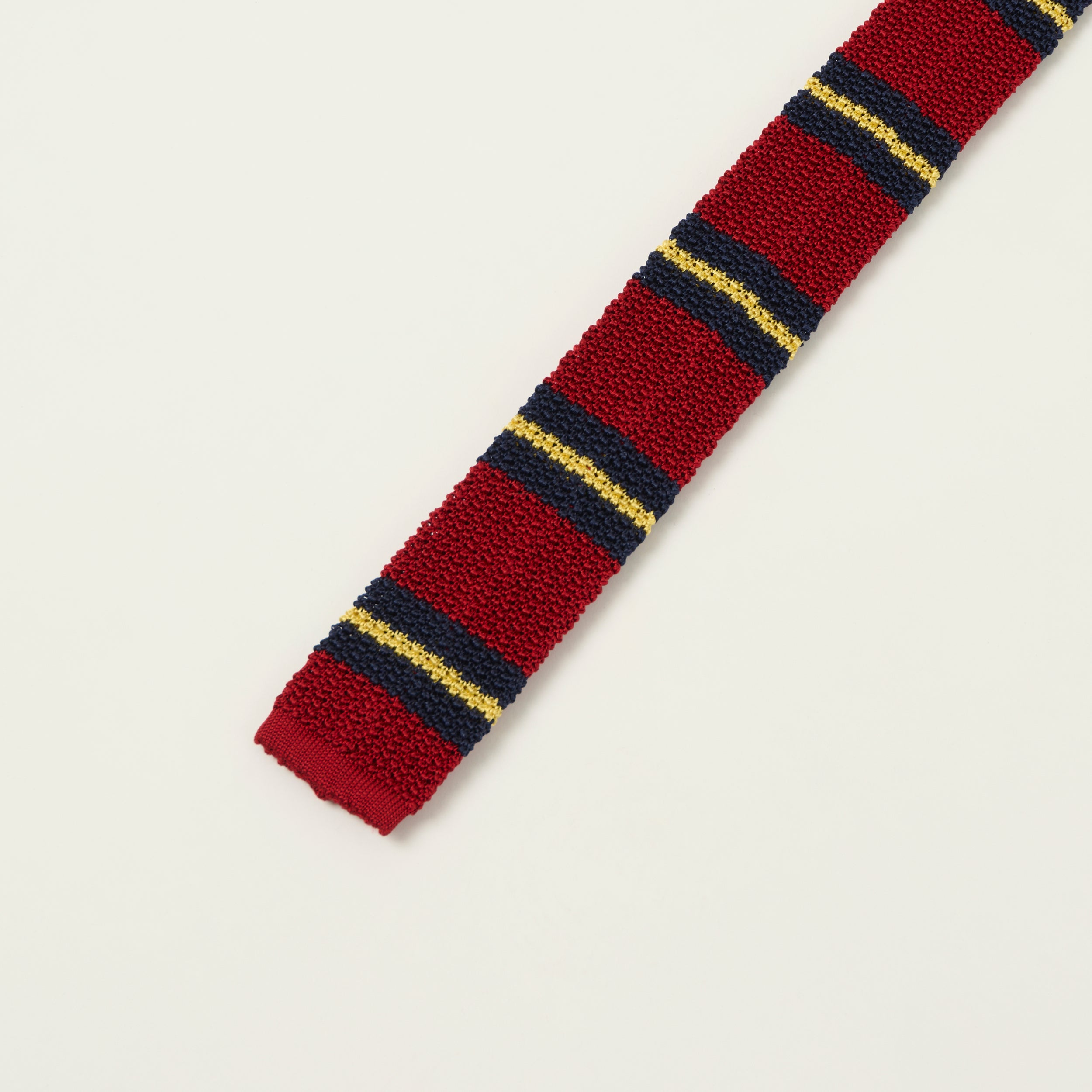 Beams Plus Striped Knitted Tie - Red