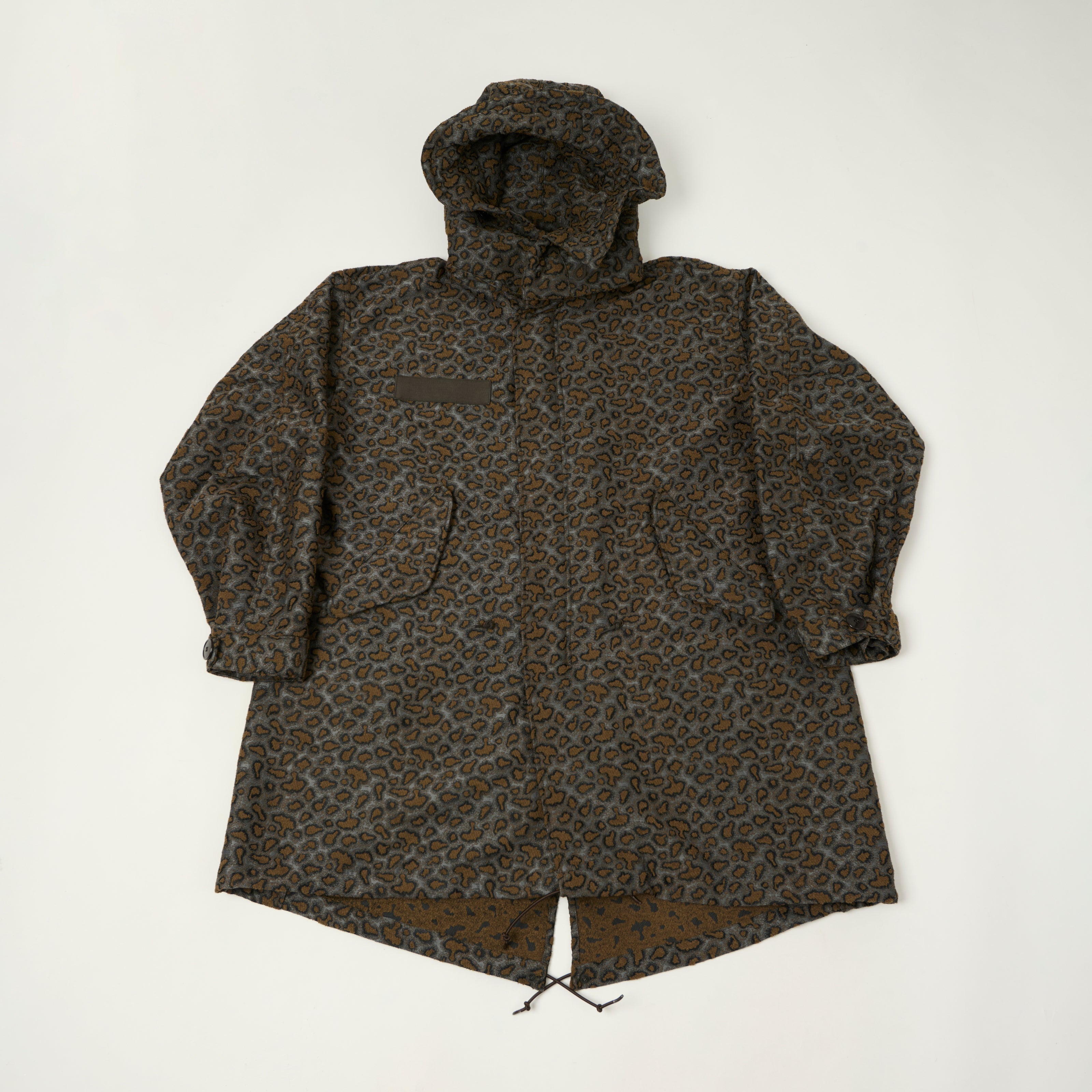 Beams Plus Camo Jacquard Parka - Charcoal