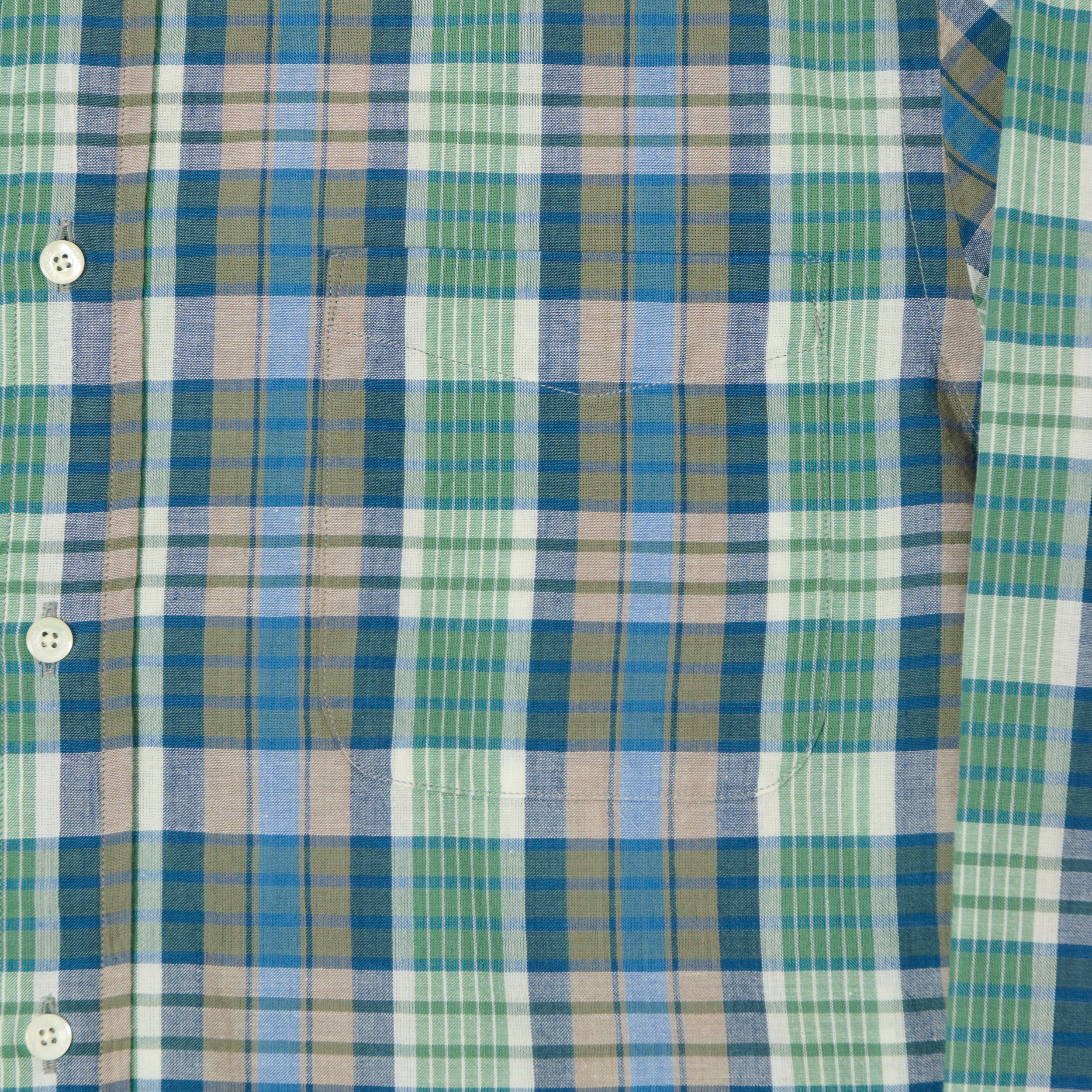 Beams Plus Madras Button Down Shirt - Blue