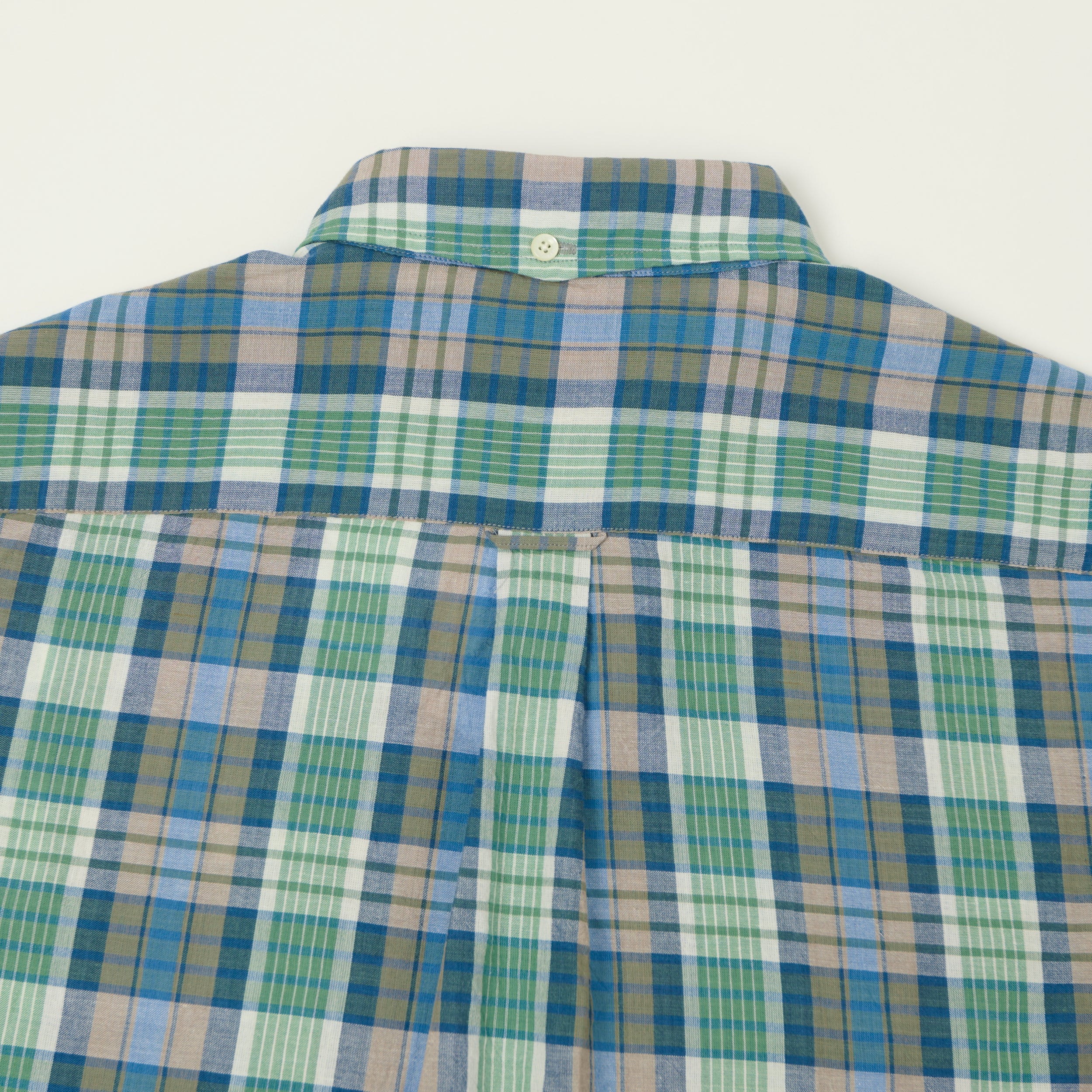 Beams Plus Madras Button Down Shirt - Blue
