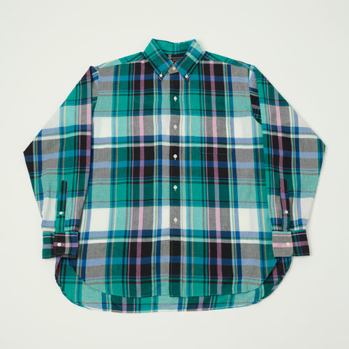 Beams Plus Madras Button Down Shirt - Green