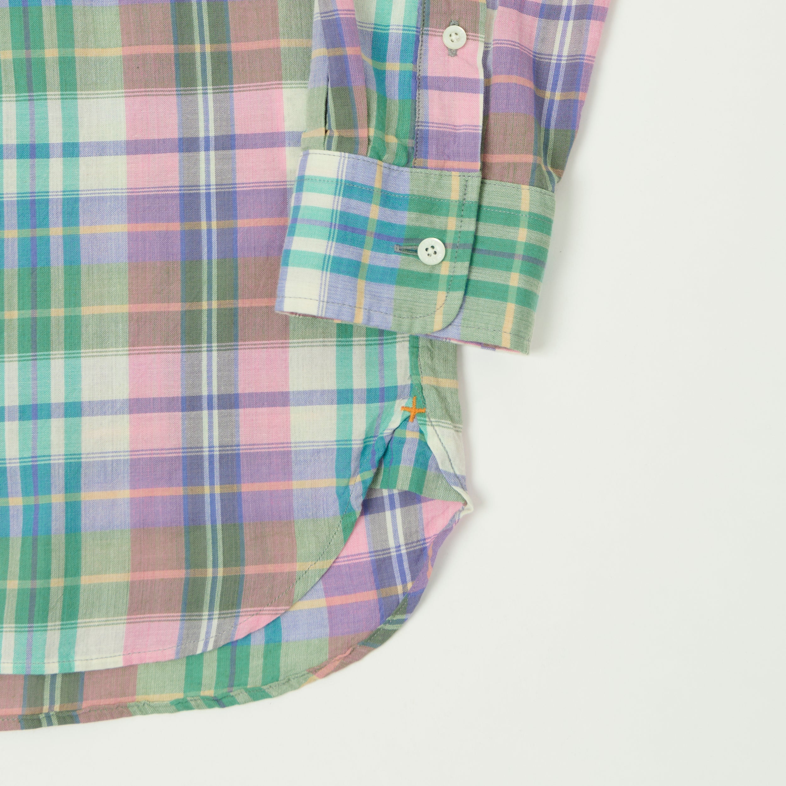 Beams Plus Madras Button Down Shirt - Pink