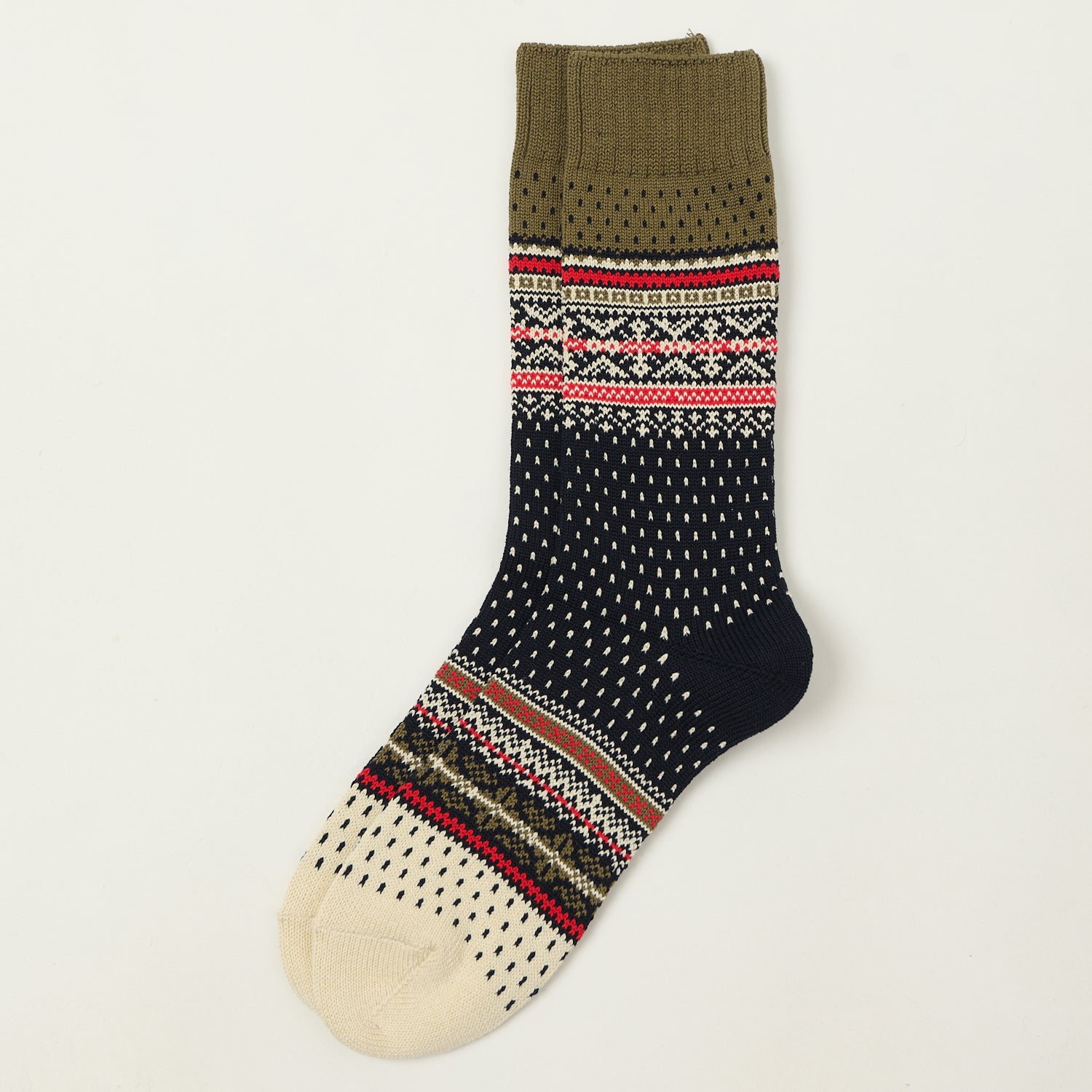 Beams Plus Nordic Socks - Navy/Khaki