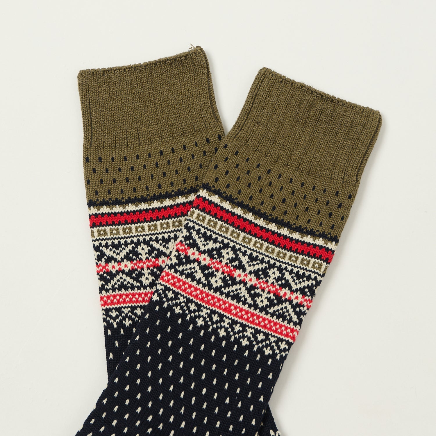 Beams Plus Nordic Socks - Navy/Khaki