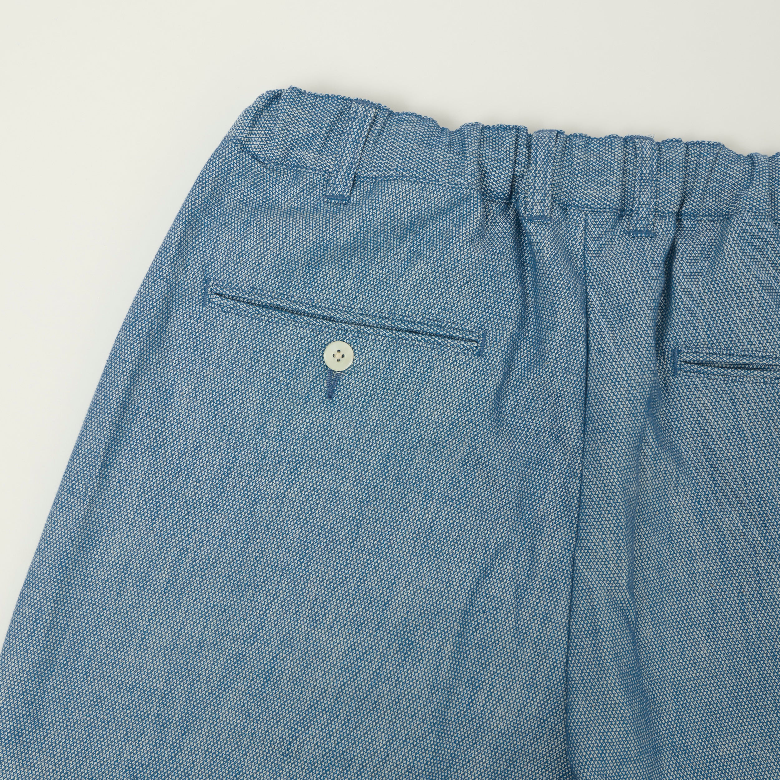 Beams Plus Low Tension Oxford Cloth Pleated Trousers - Light Indigo