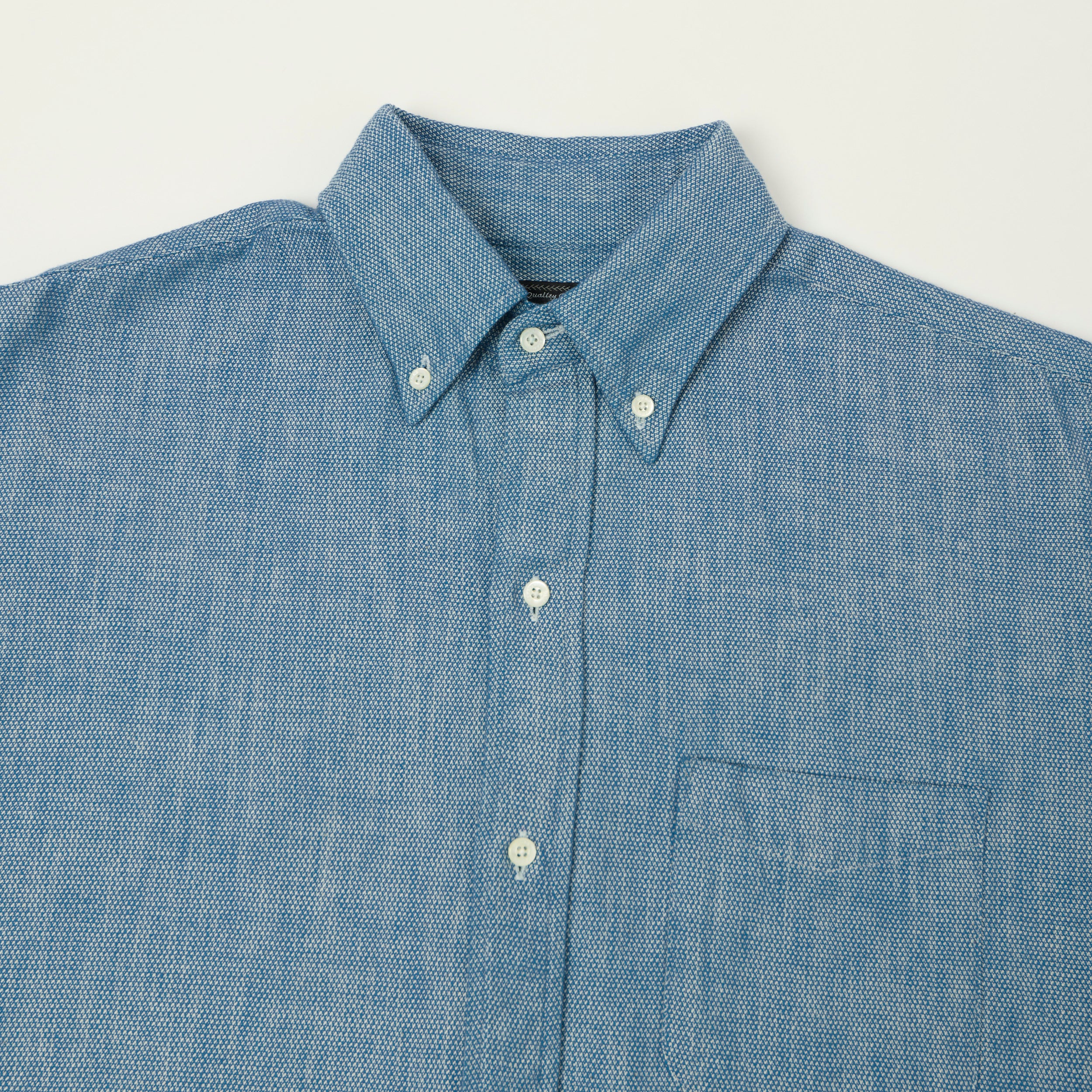 Beams Plus Low Tension Oxford Cloth Button Down Shirt - Light Indigo
