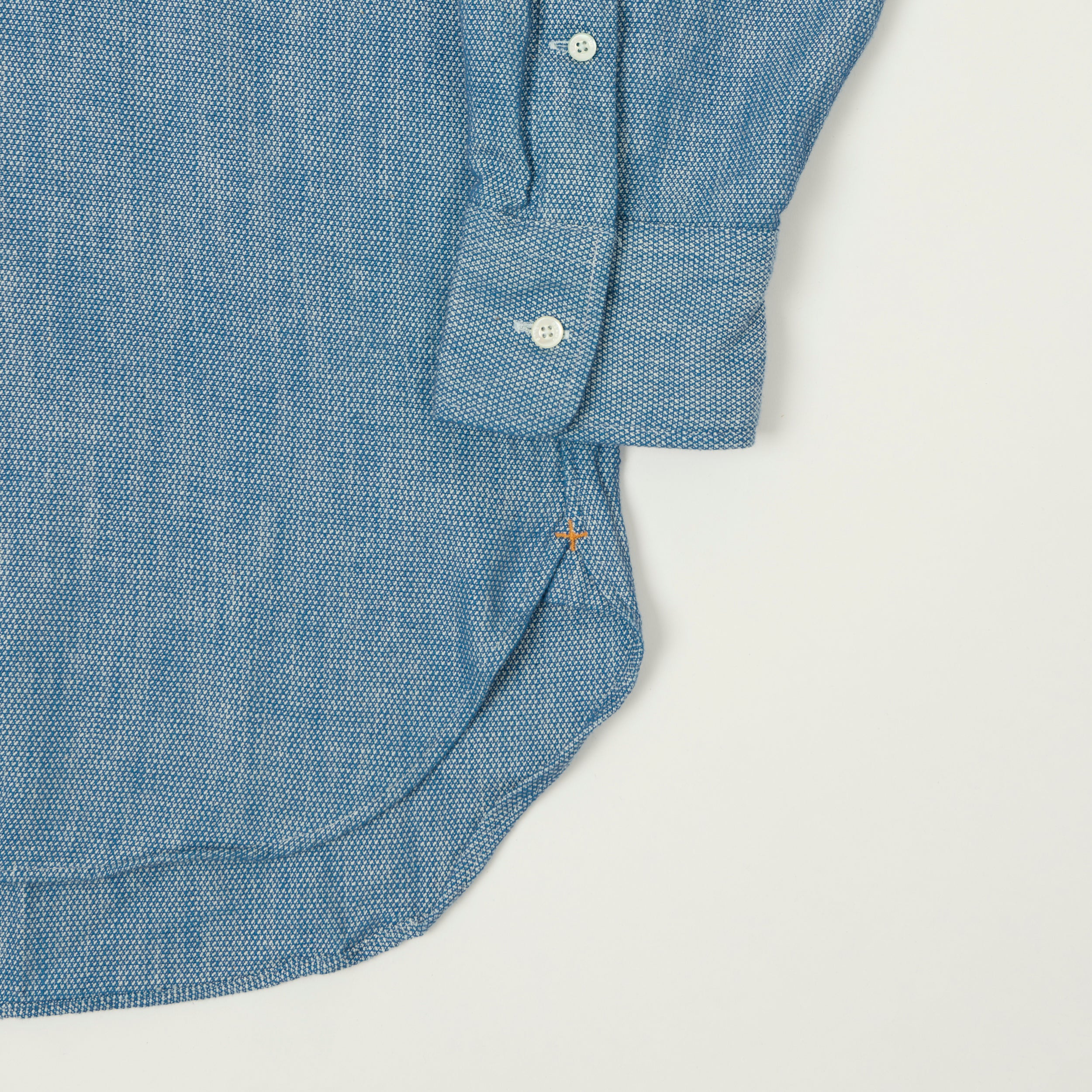 Beams Plus Low Tension Oxford Cloth Button Down Shirt - Light Indigo