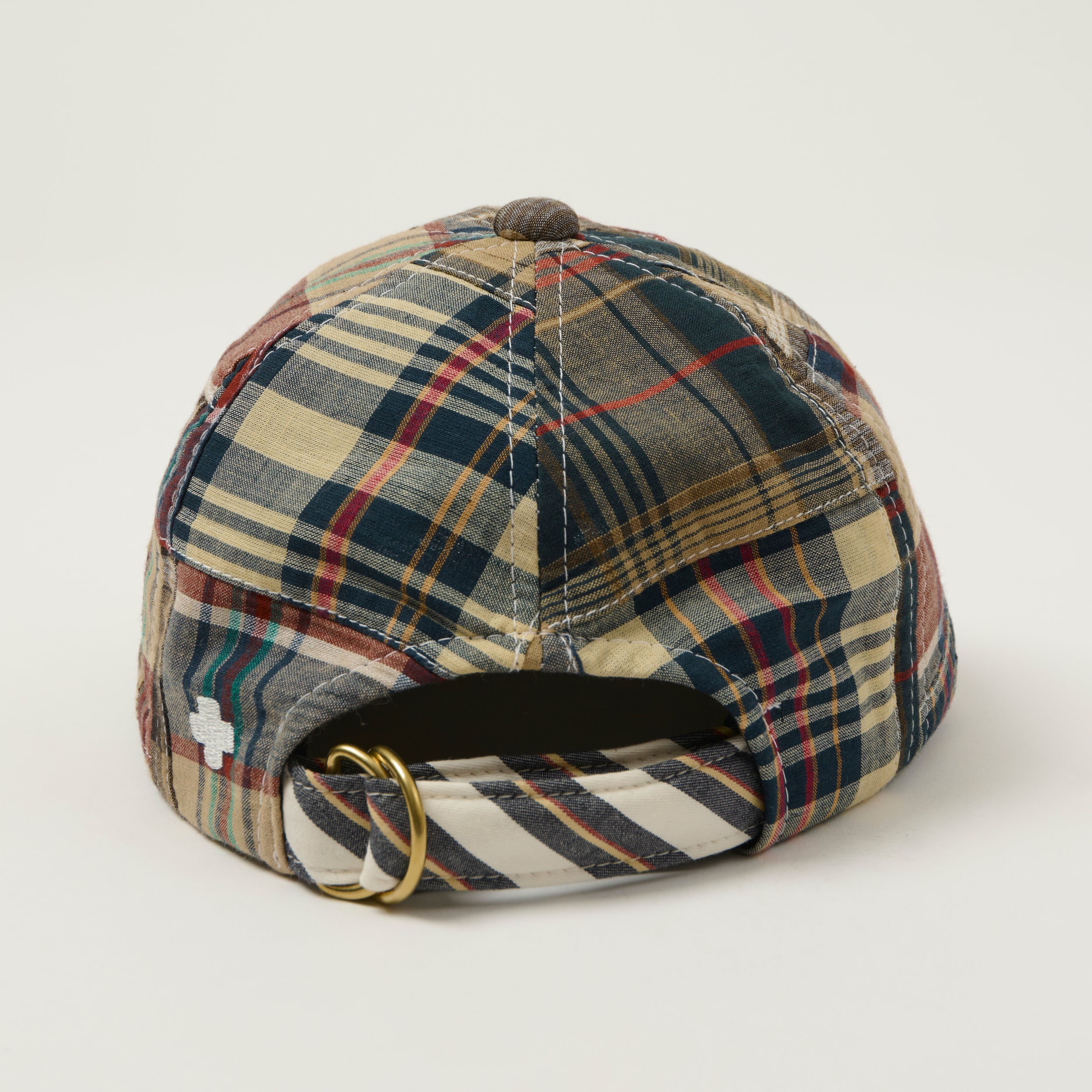 Beams Plus 6-Panel Patchwork Madras Baseball Cap - Brown