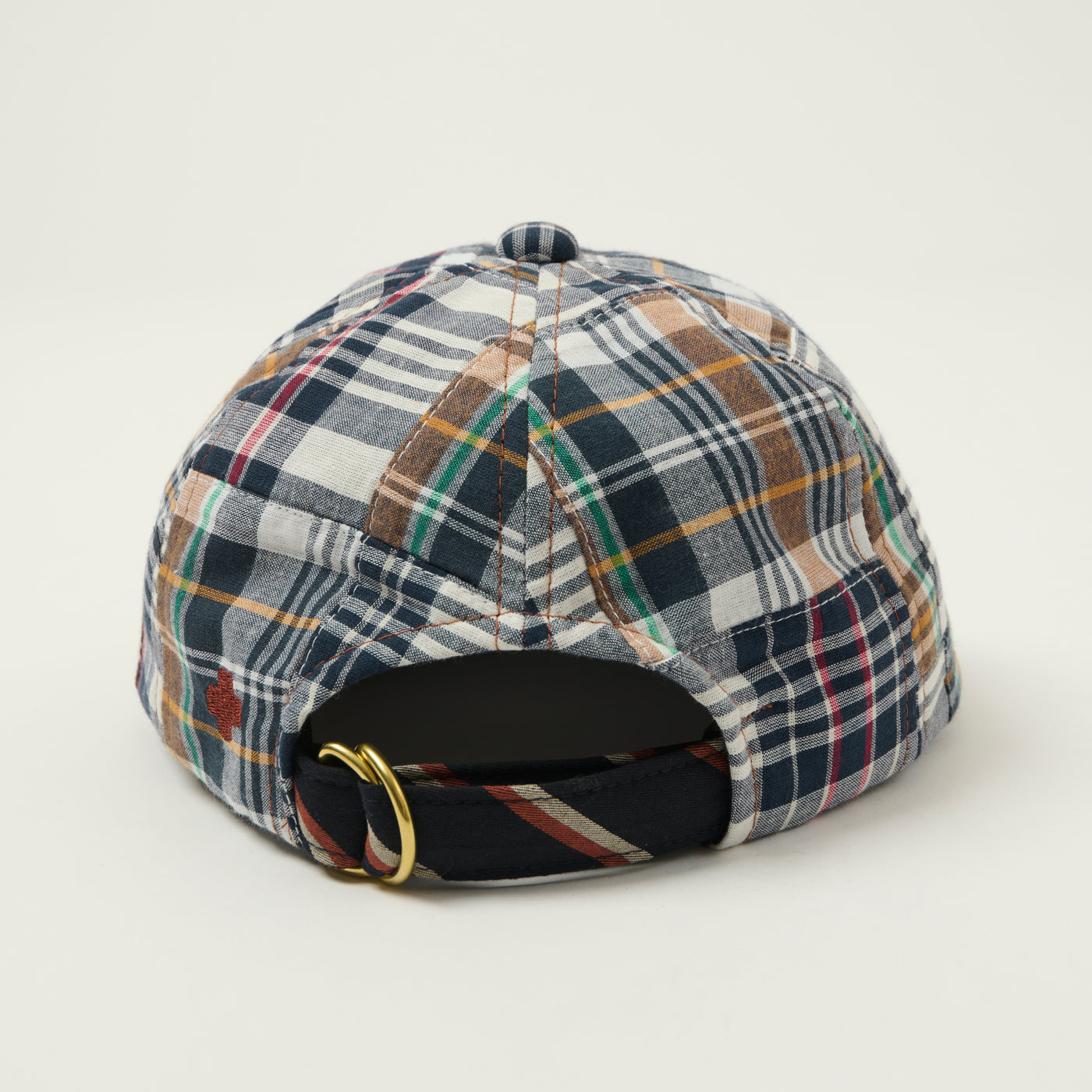 Beams Plus 6-Panel Patchwork Madras Baseball Cap - Navy