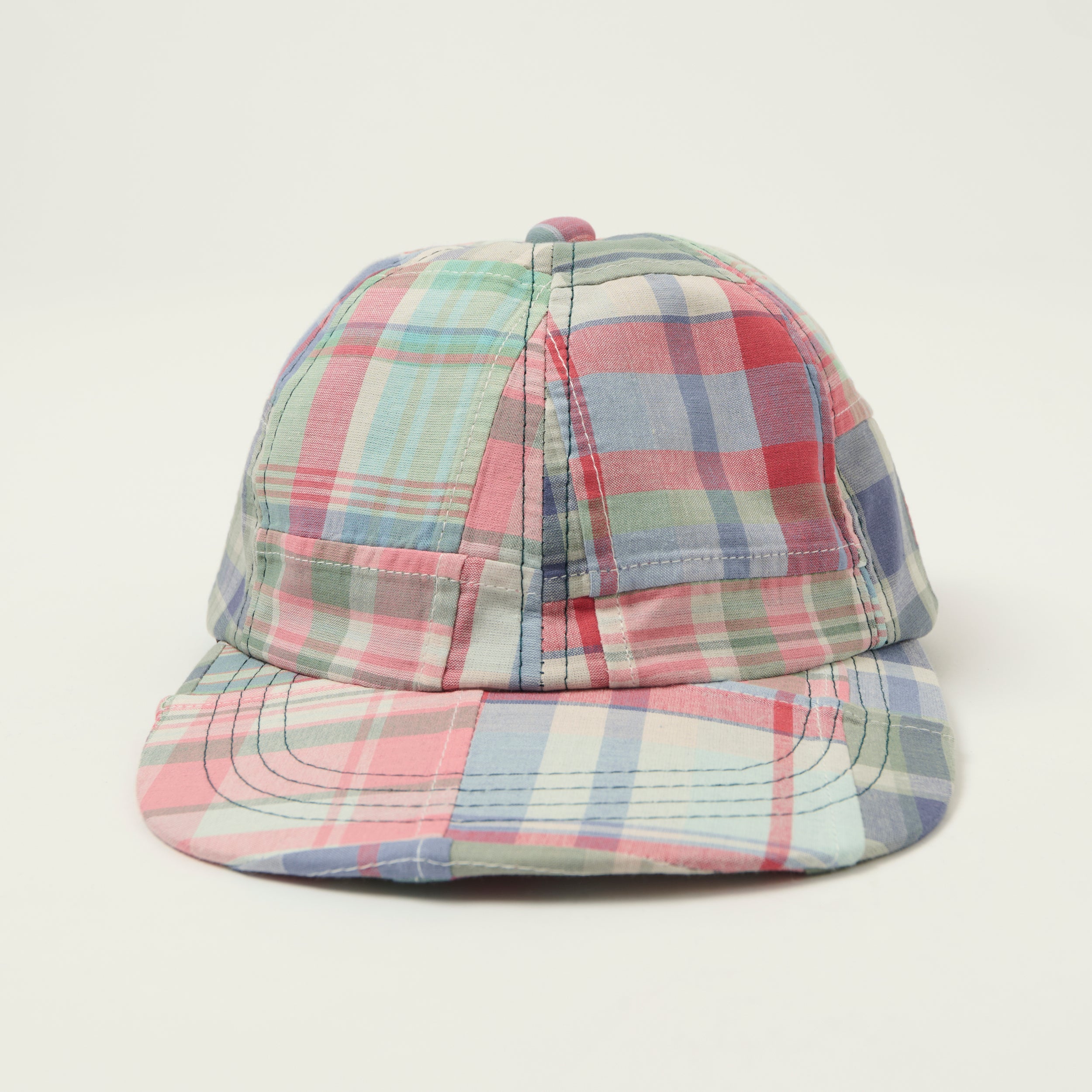 Beams Plus 6-Panel Patchwork Madras Baseball Cap - Pink