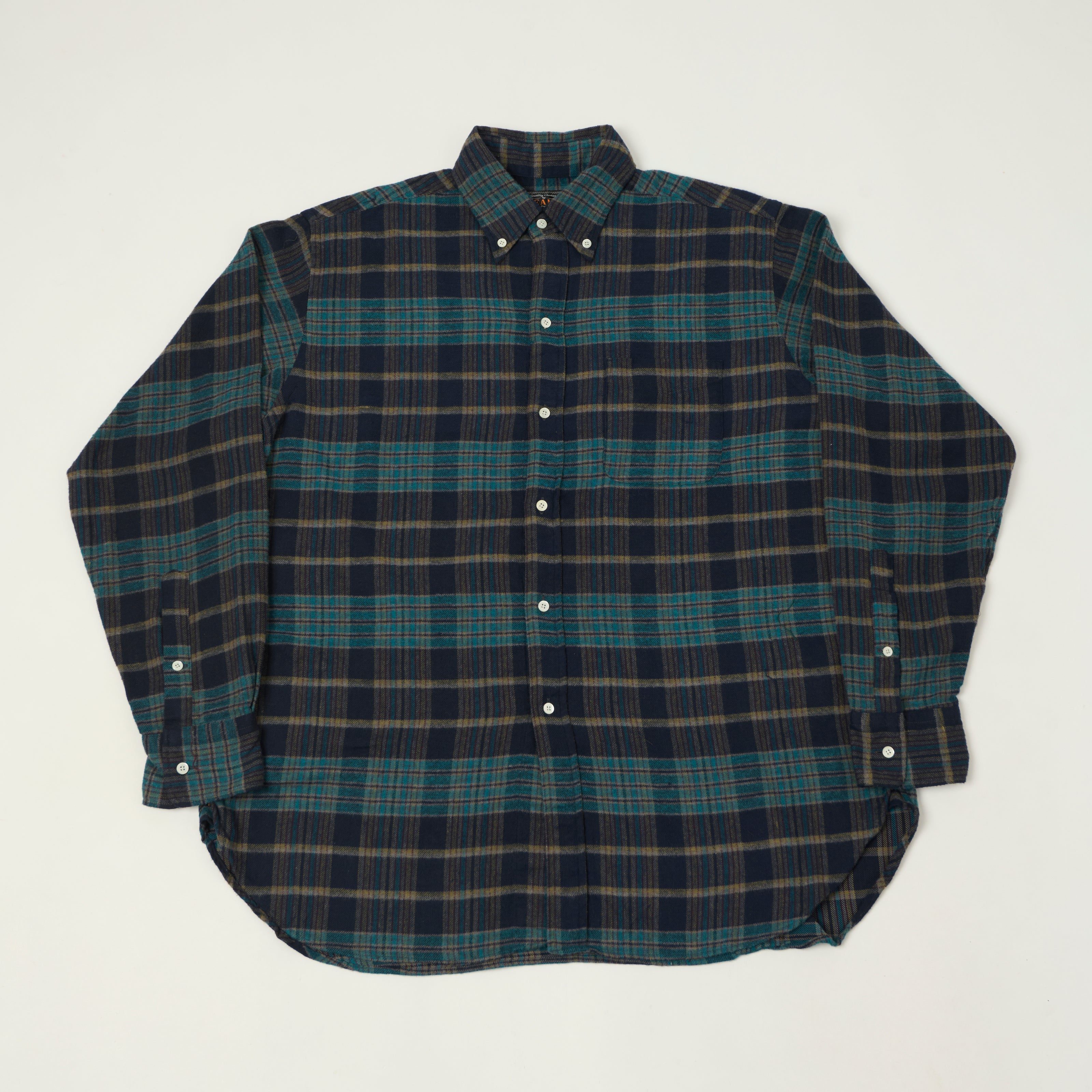 Beams Plus Button Down Plaid Shirt - Blue