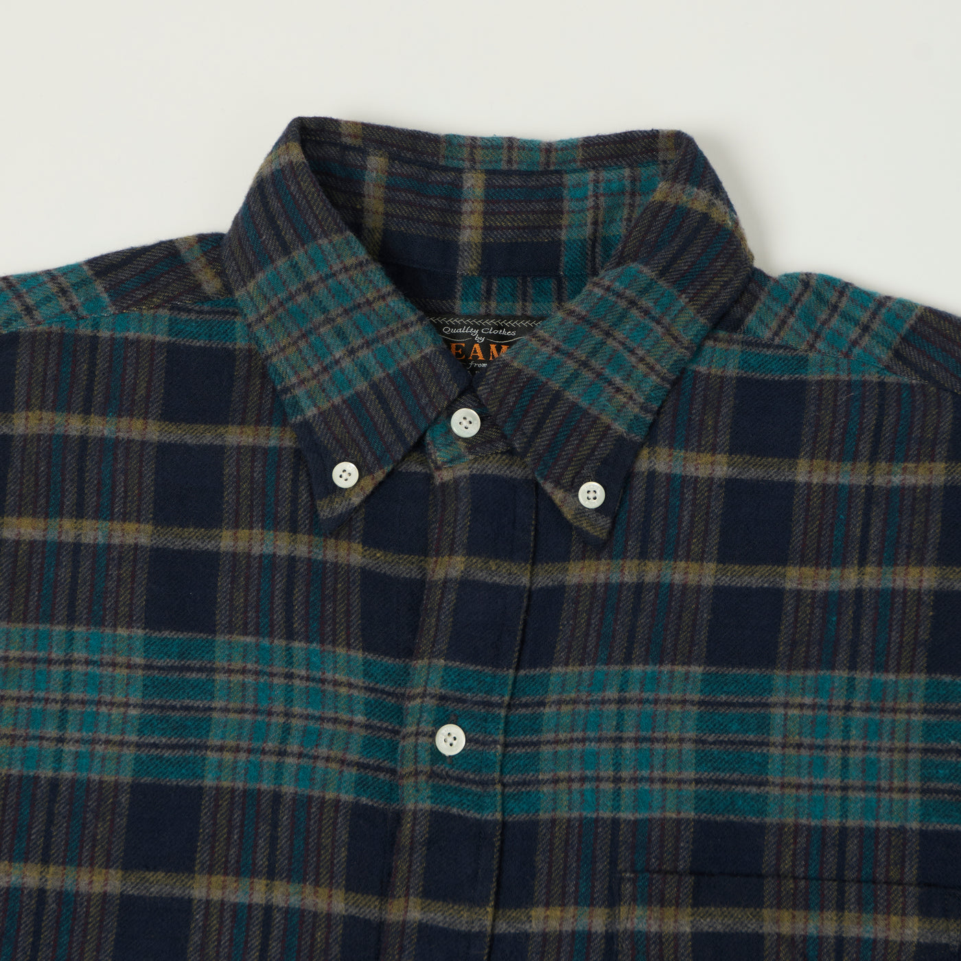 Beams Plus Button Down Plaid Shirt - Blue