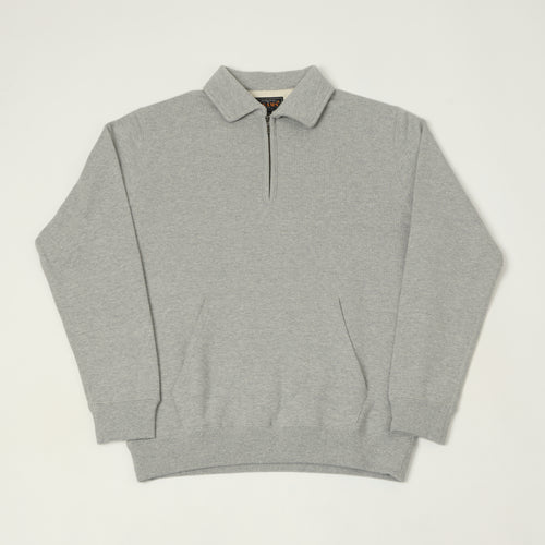 Beams Plus Quarter Zip Sweatshirt - Grey Melange