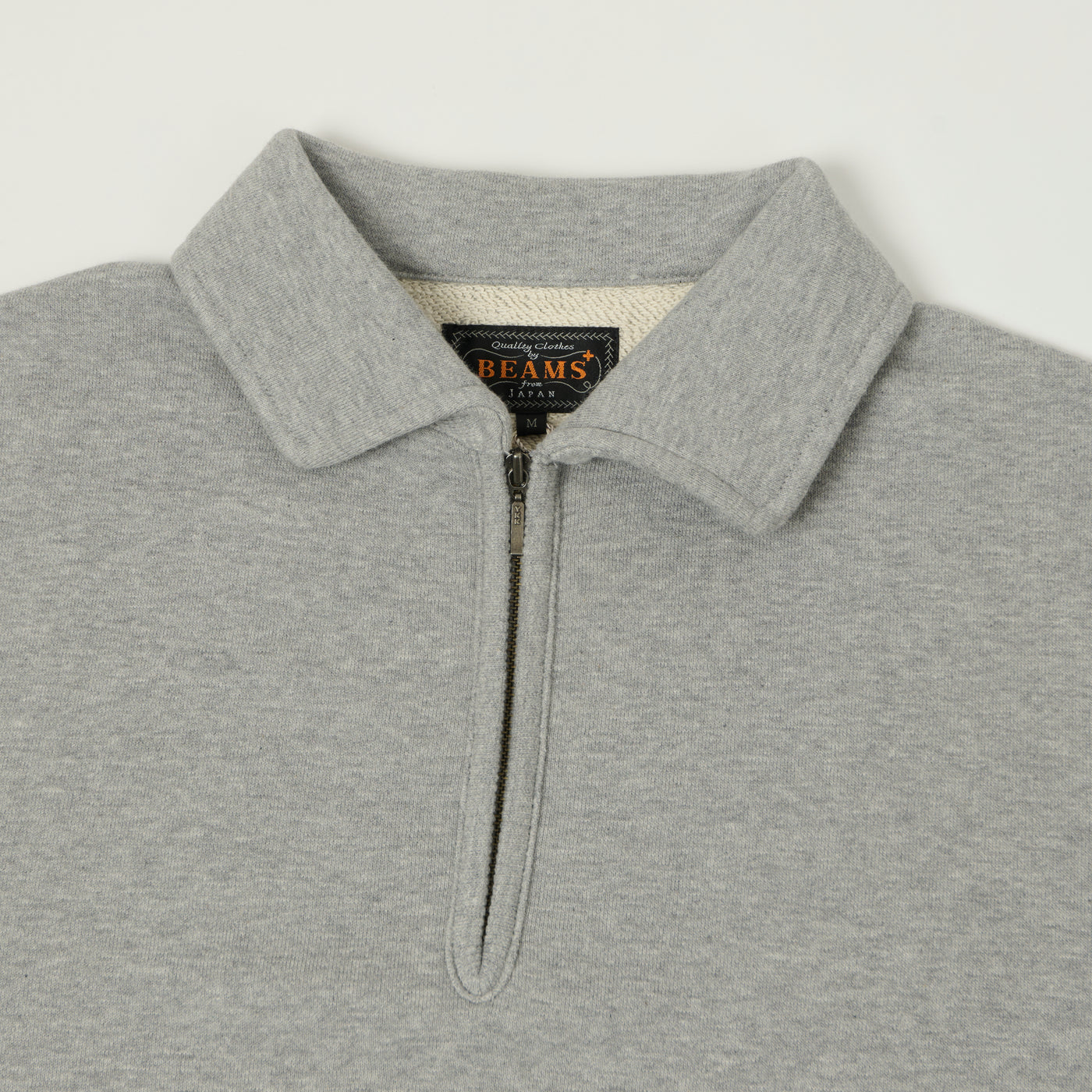 Beams Plus Quarter Zip Sweatshirt - Grey Melange