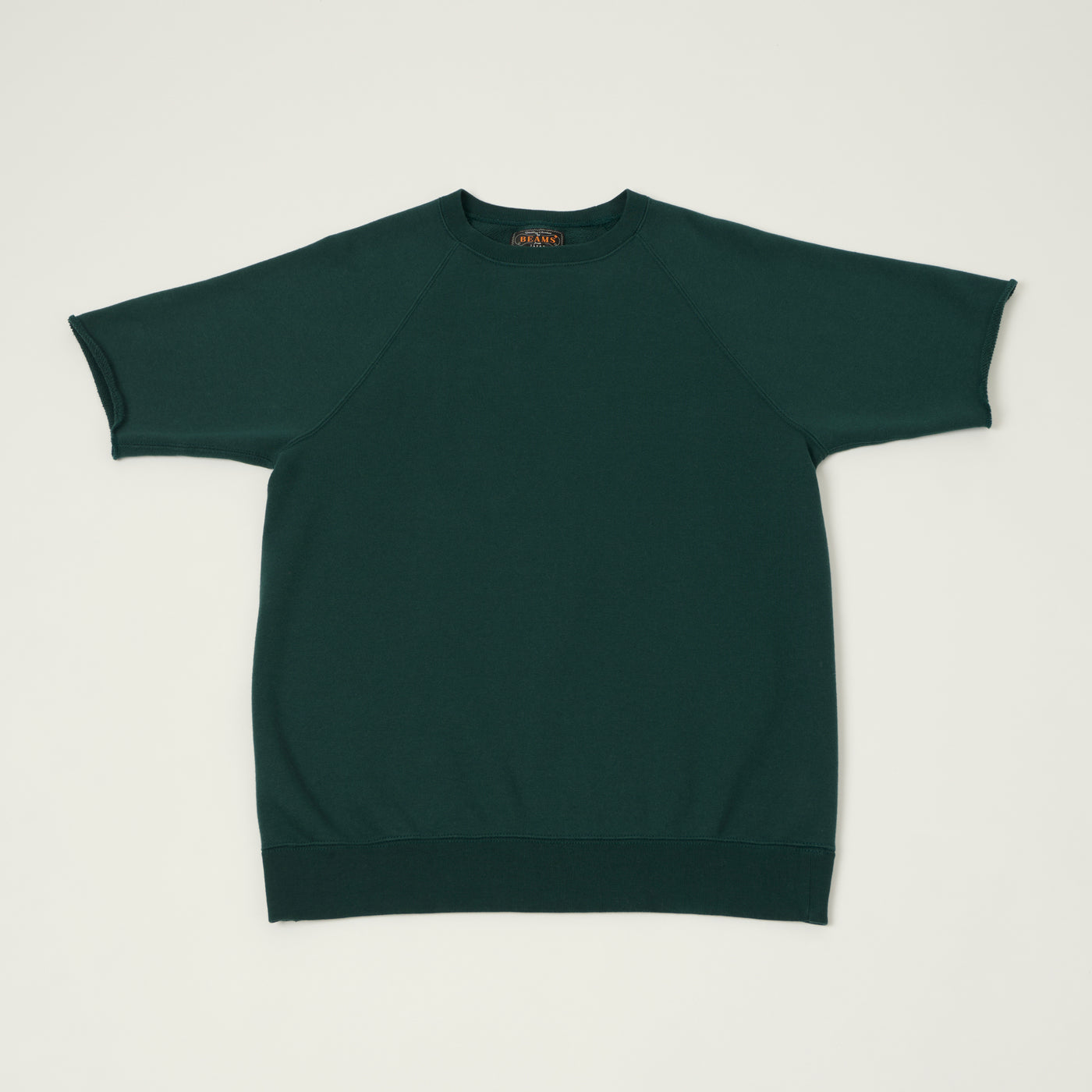 Beams Plus Cut Off Sleeve Raglan Sweatshirt - Dark Green