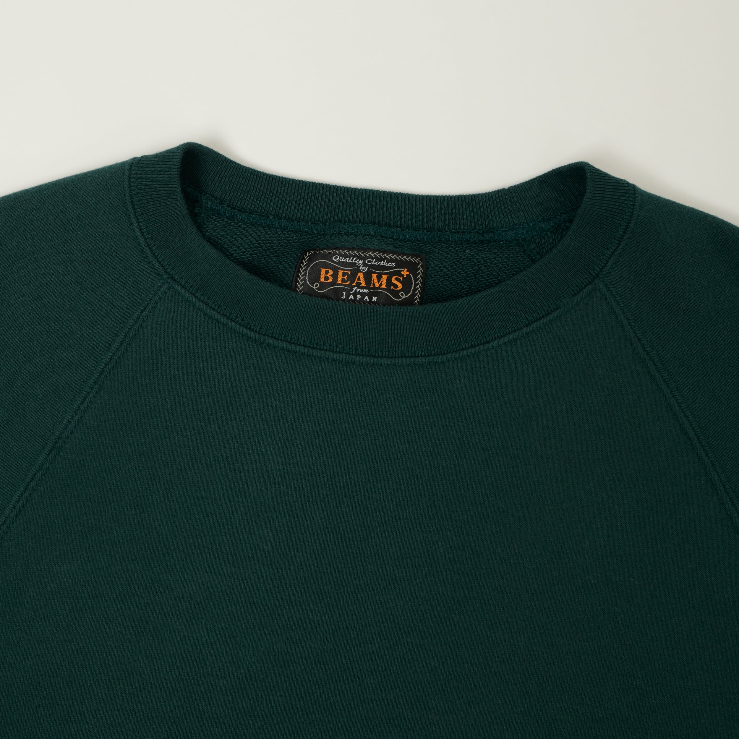 Beams Plus Cut Off Sleeve Raglan Sweatshirt - Dark Green