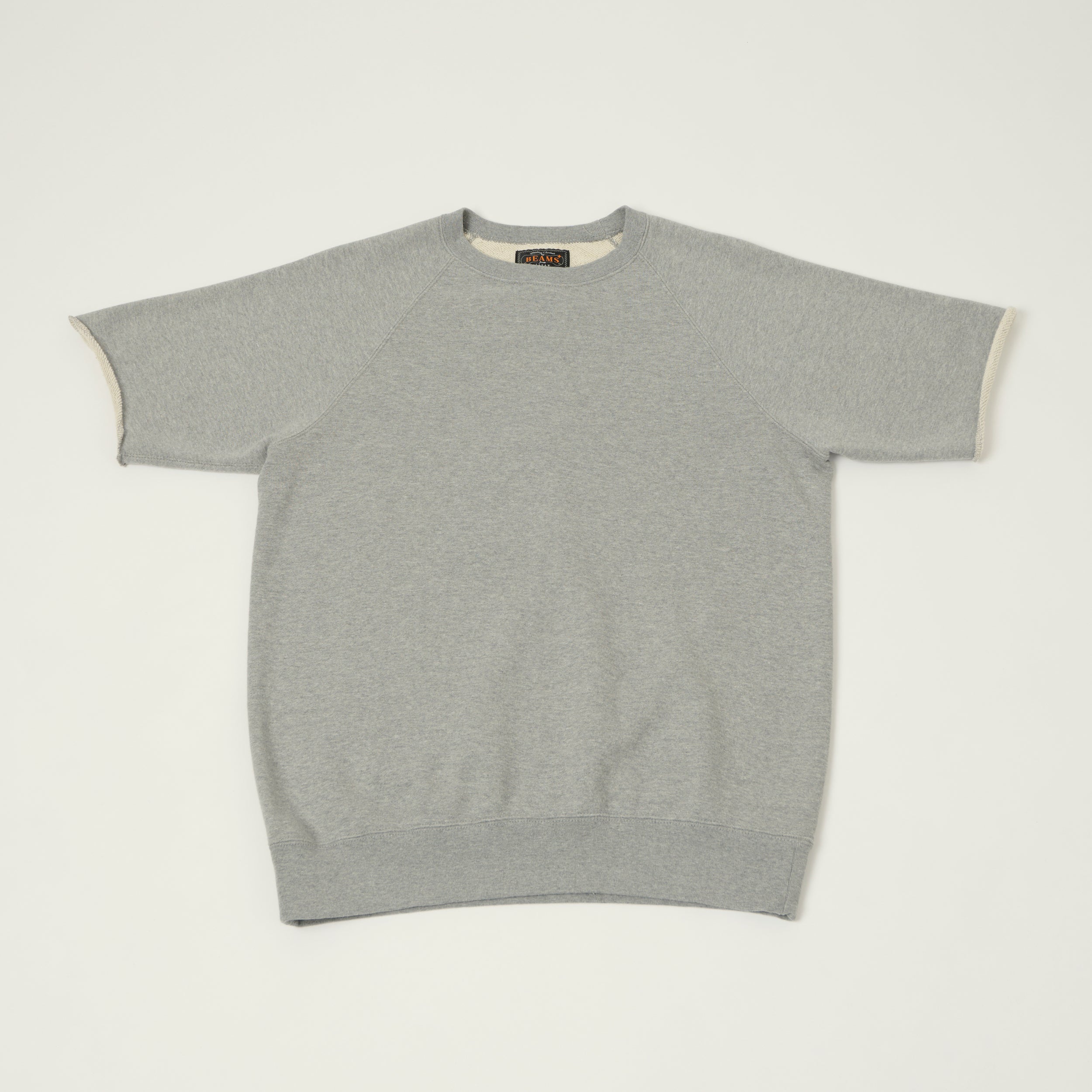 Beams Plus Cut Off Sleeve Raglan Sweatshirt - Heather Grey