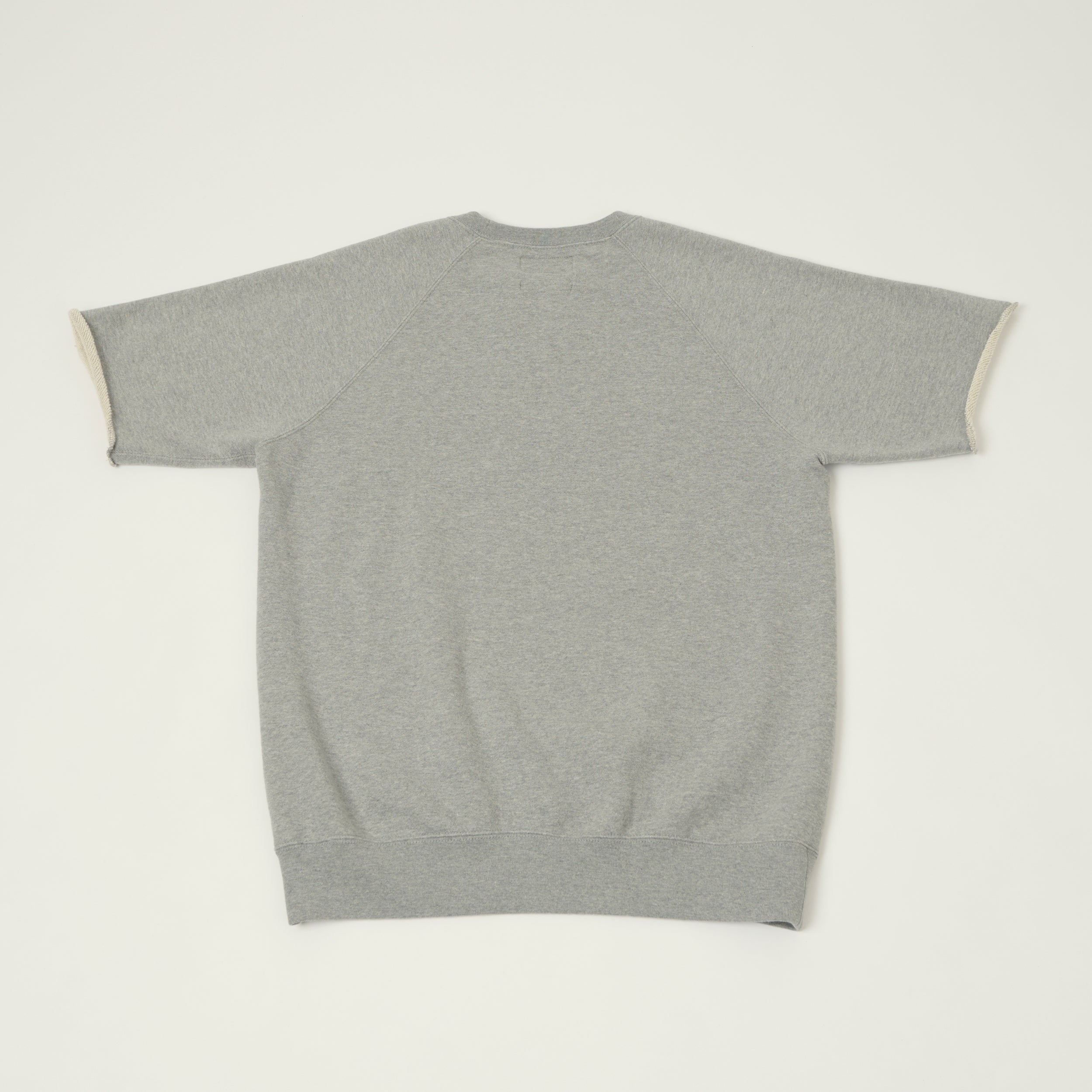 Beams Plus Cut Off Sleeve Raglan Sweatshirt - Heather Grey