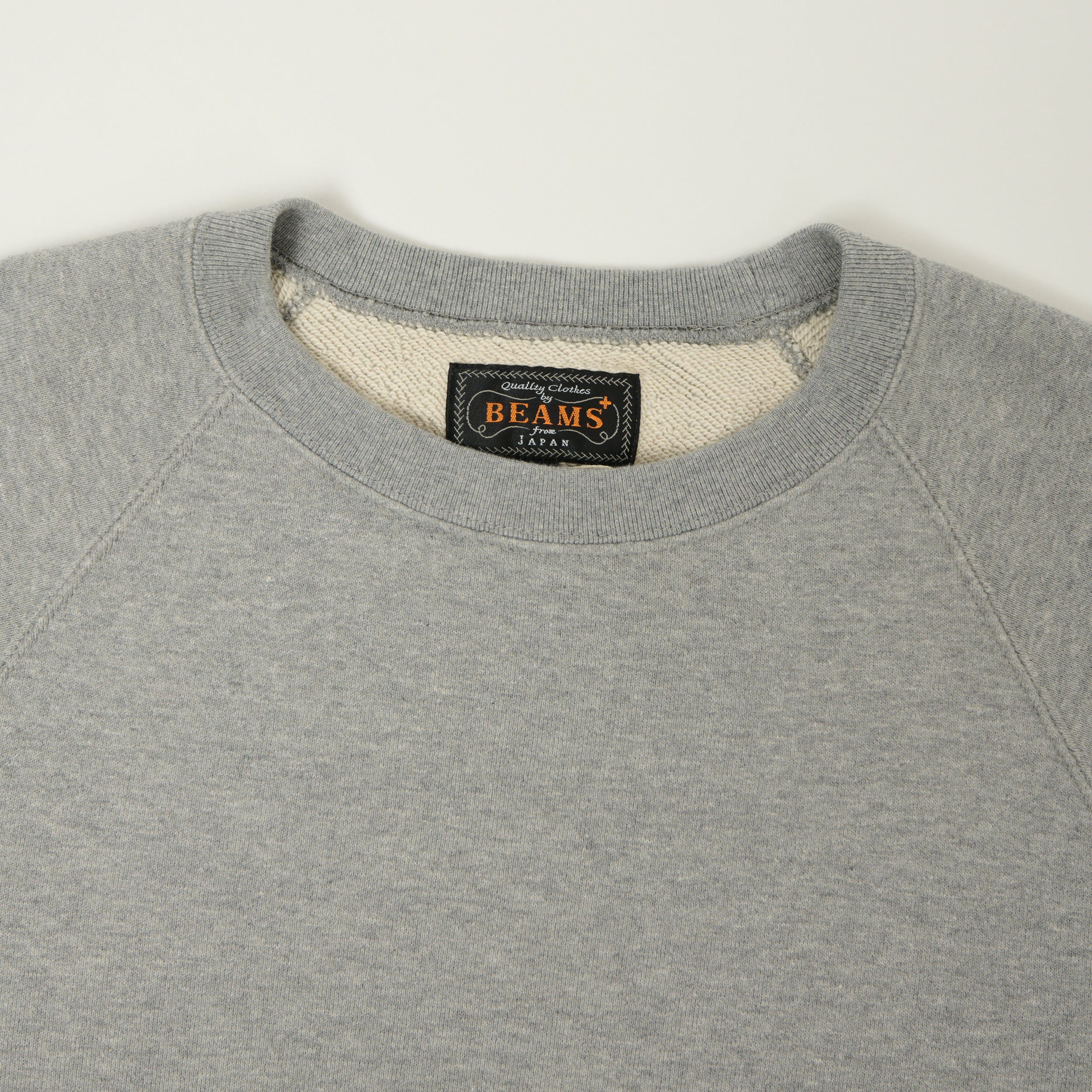 Beams Plus Cut Off Sleeve Raglan Sweatshirt - Heather Grey