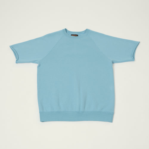 Beams Plus Cut Off Sleeve Raglan Sweatshirt - Sax